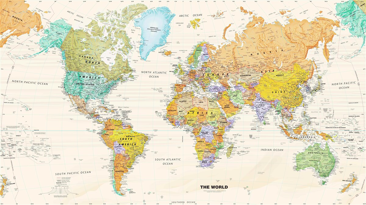 Fototapeta Mapa świata na jasnym tle
