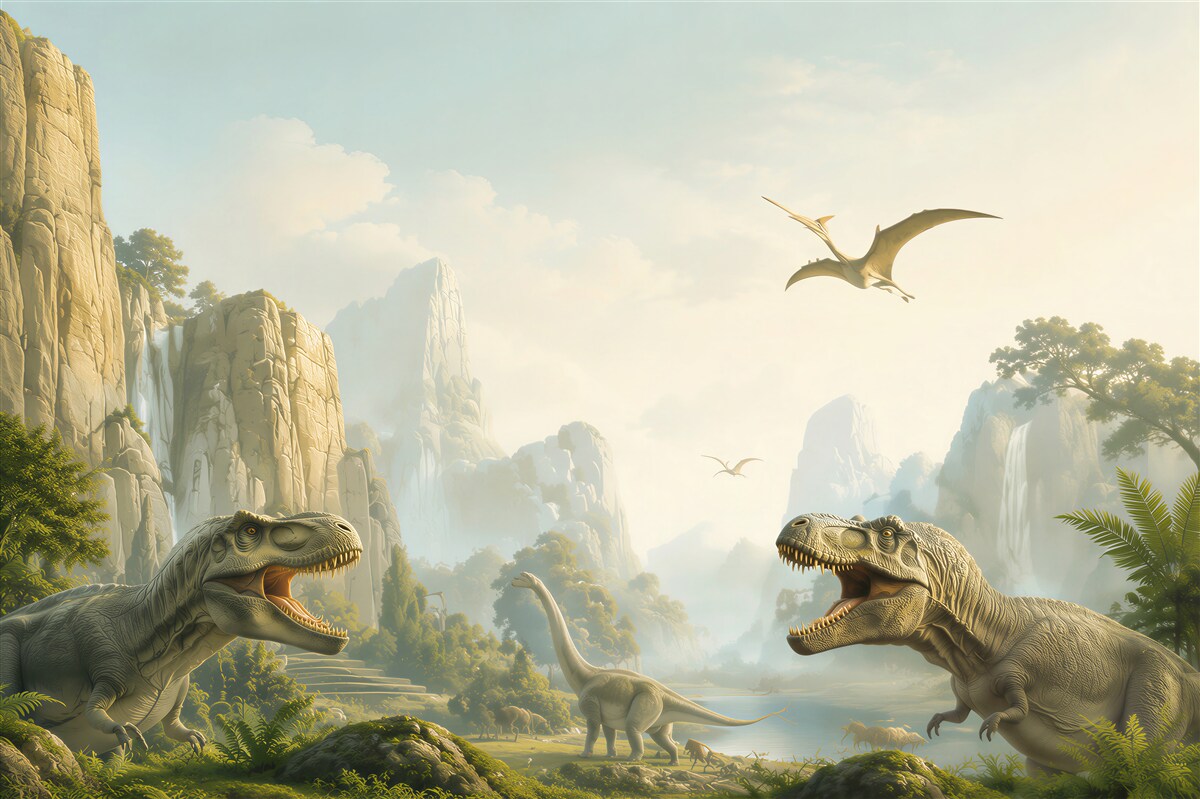 Fototapeta Dinozaury i góry