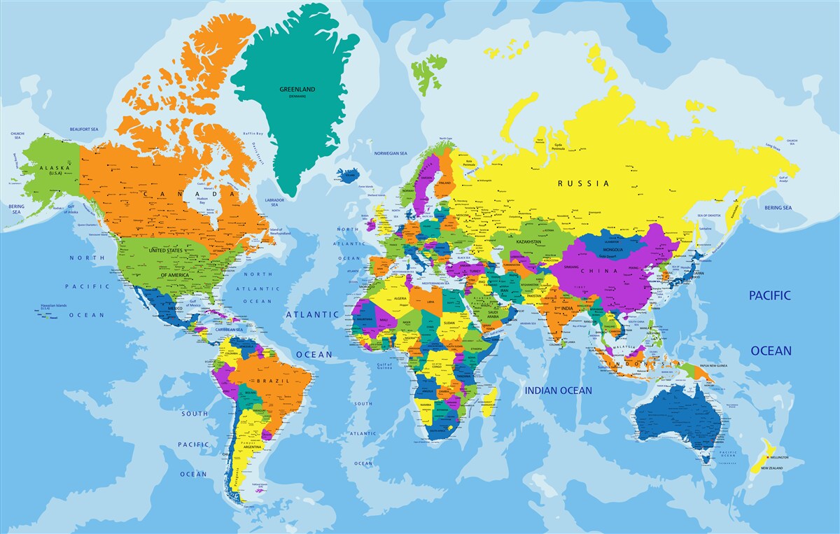 Fototapeta mapa świata w kolorze