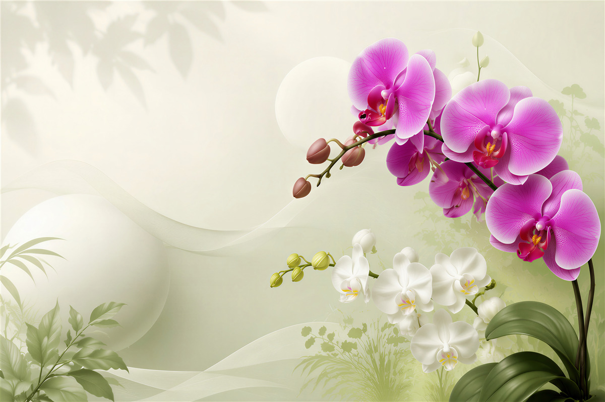 Fototapeta liliowe fioletowe orchidee na gałęziach