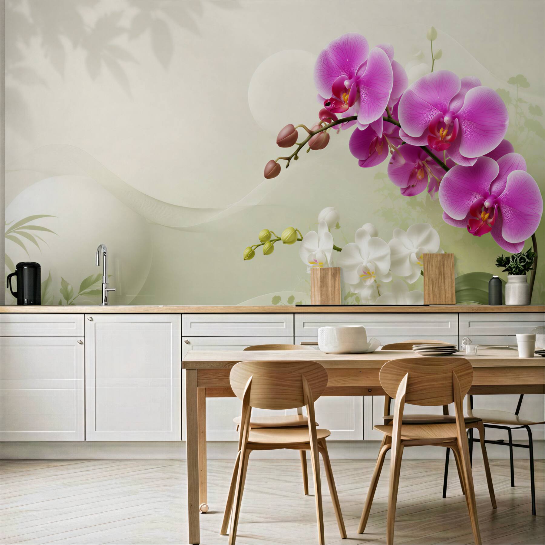 Fototapeta liliowe fioletowe orchidee na gałęziach?v23