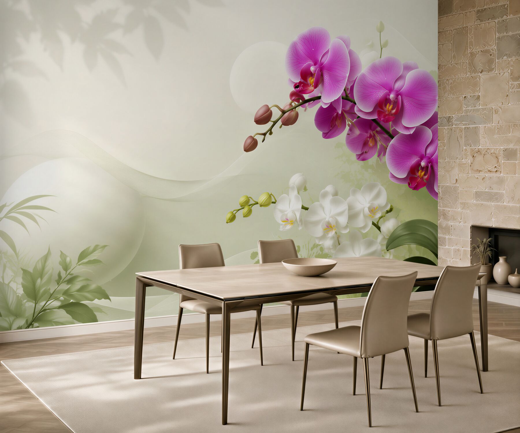 Fototapeta liliowe fioletowe orchidee na gałęziach?v23