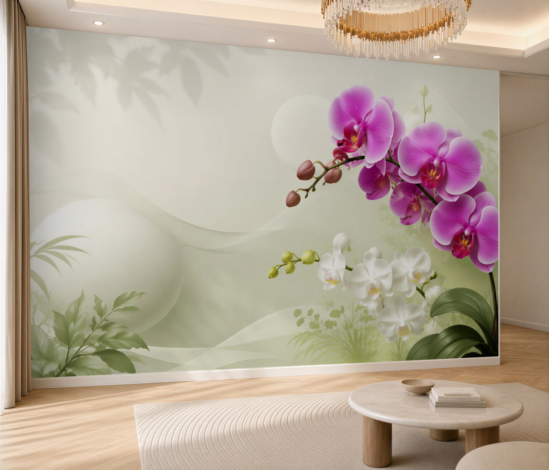 Fototapeta liliowe fioletowe orchidee na gałęziach?v23