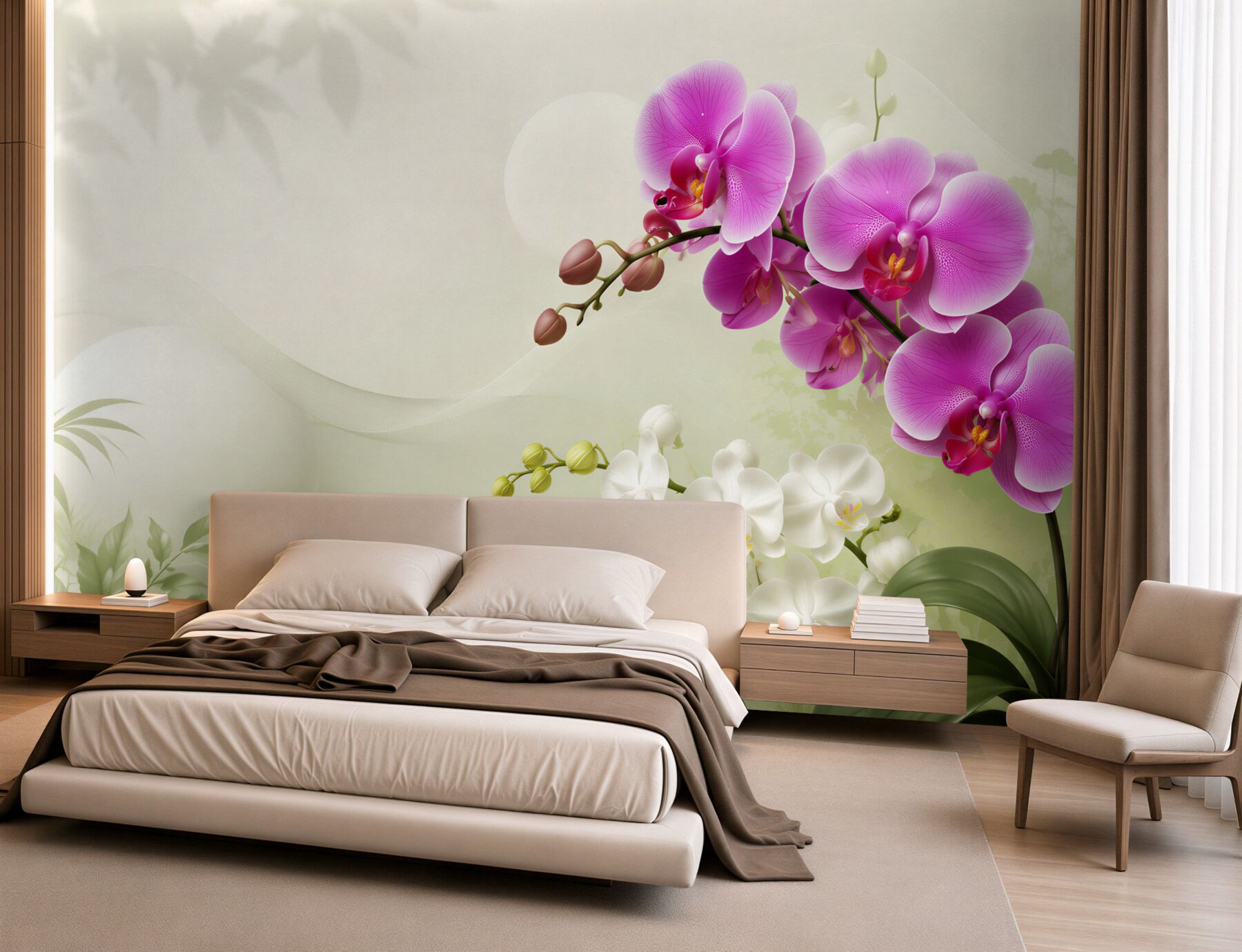 Fototapeta liliowe fioletowe orchidee na gałęziach?v23