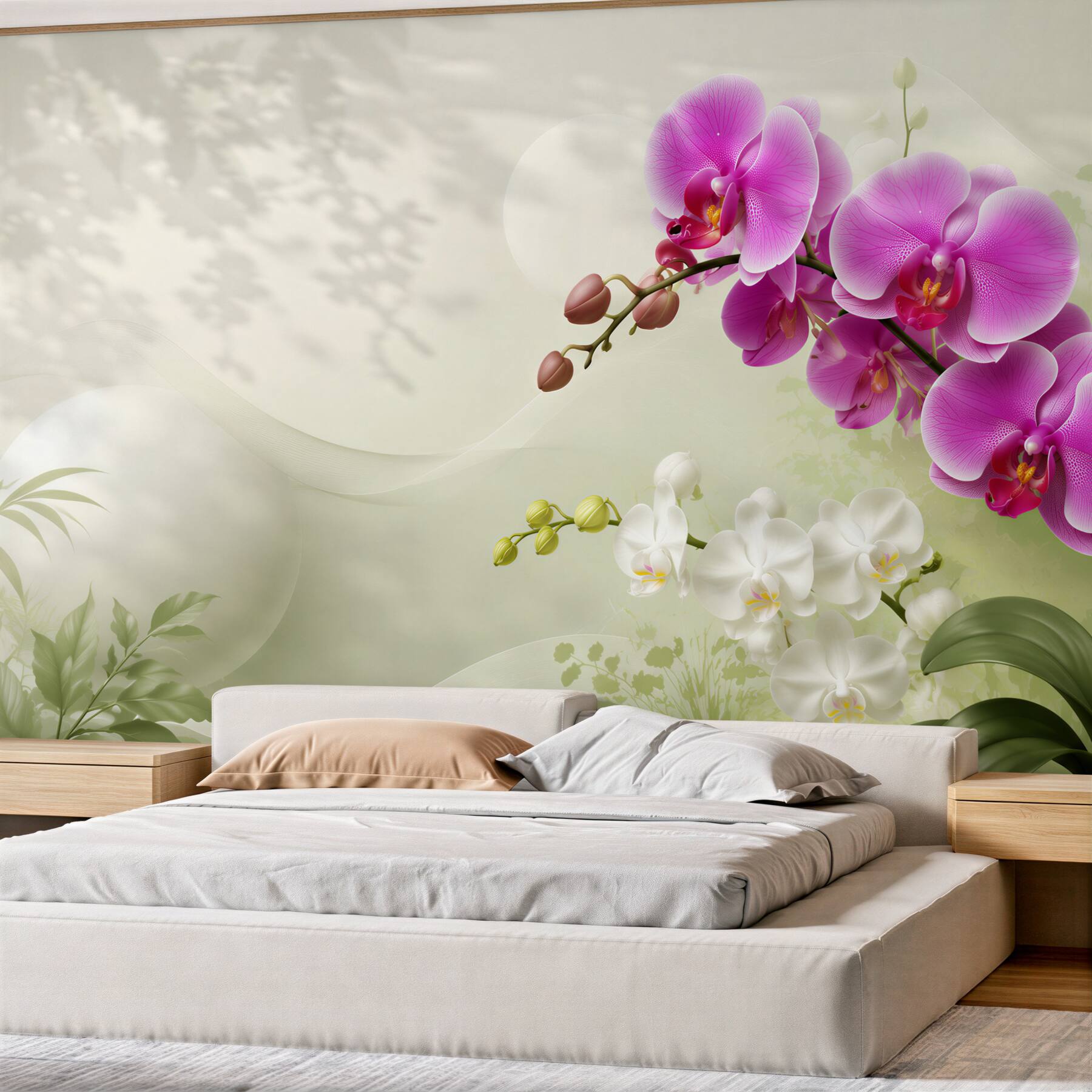 Fototapeta liliowe fioletowe orchidee na gałęziach?v23