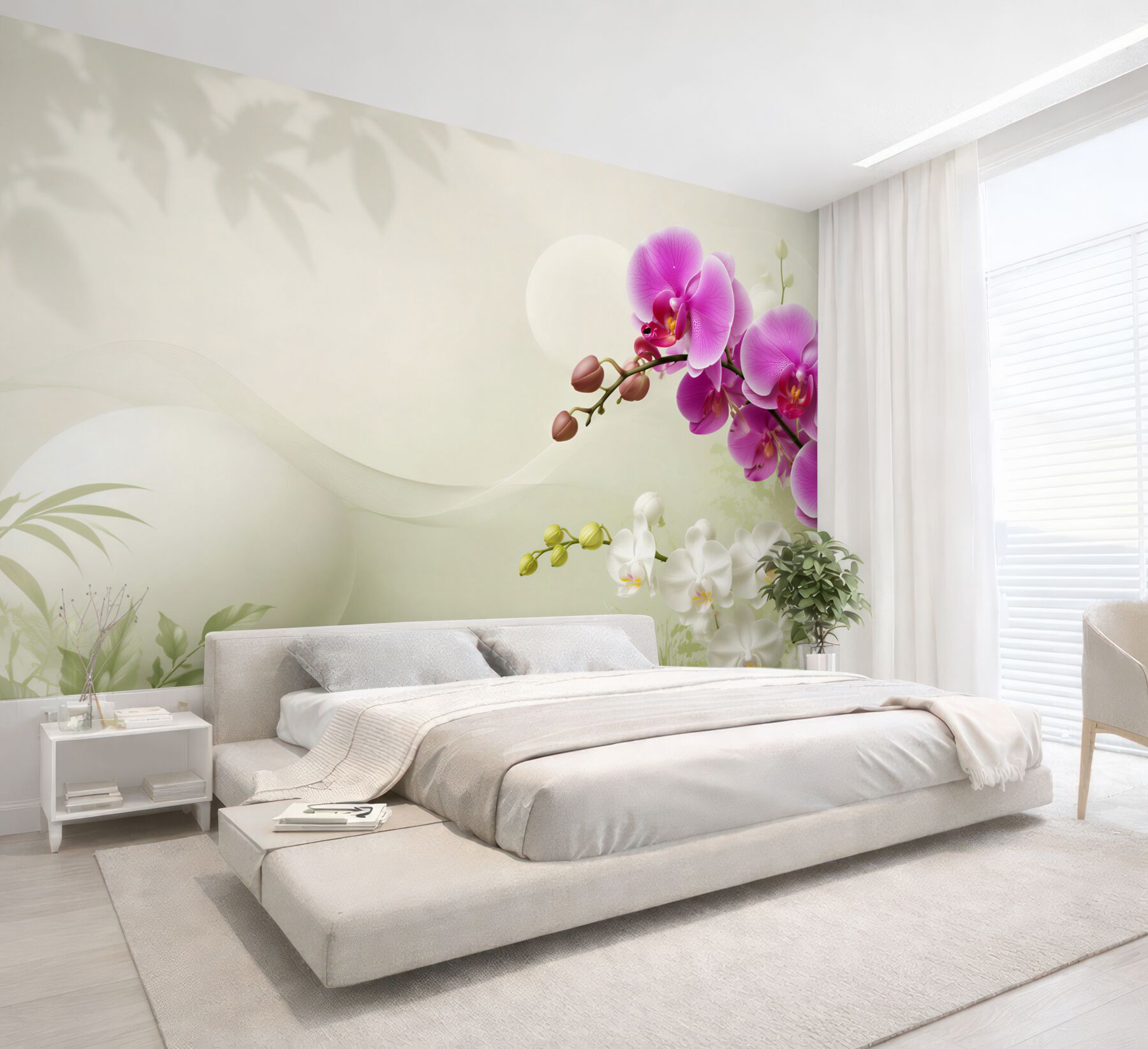 Fototapeta liliowe fioletowe orchidee na gałęziach?v23