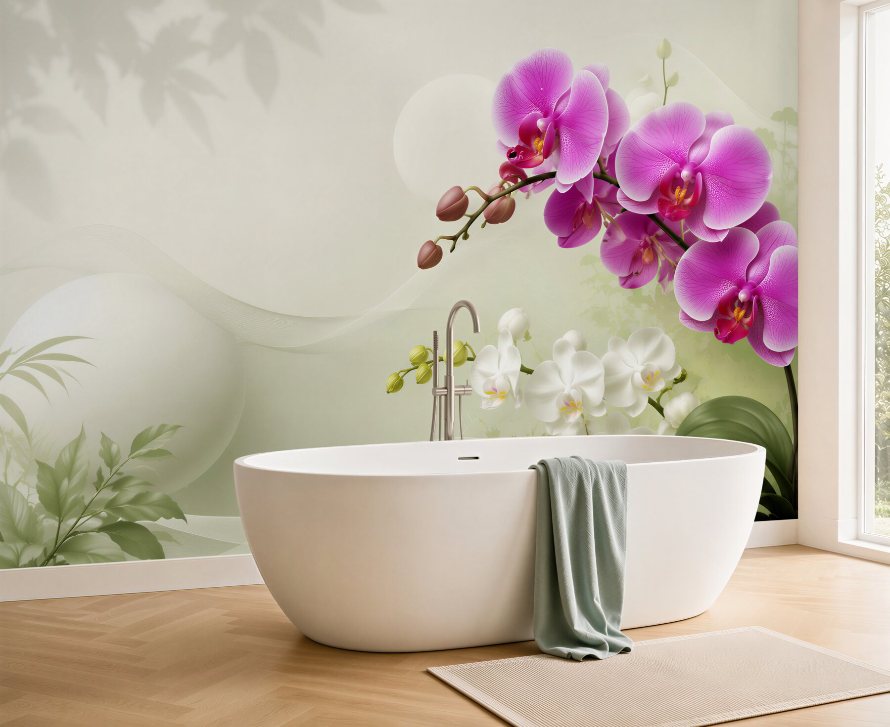 Fototapeta liliowe fioletowe orchidee na gałęziach?v23