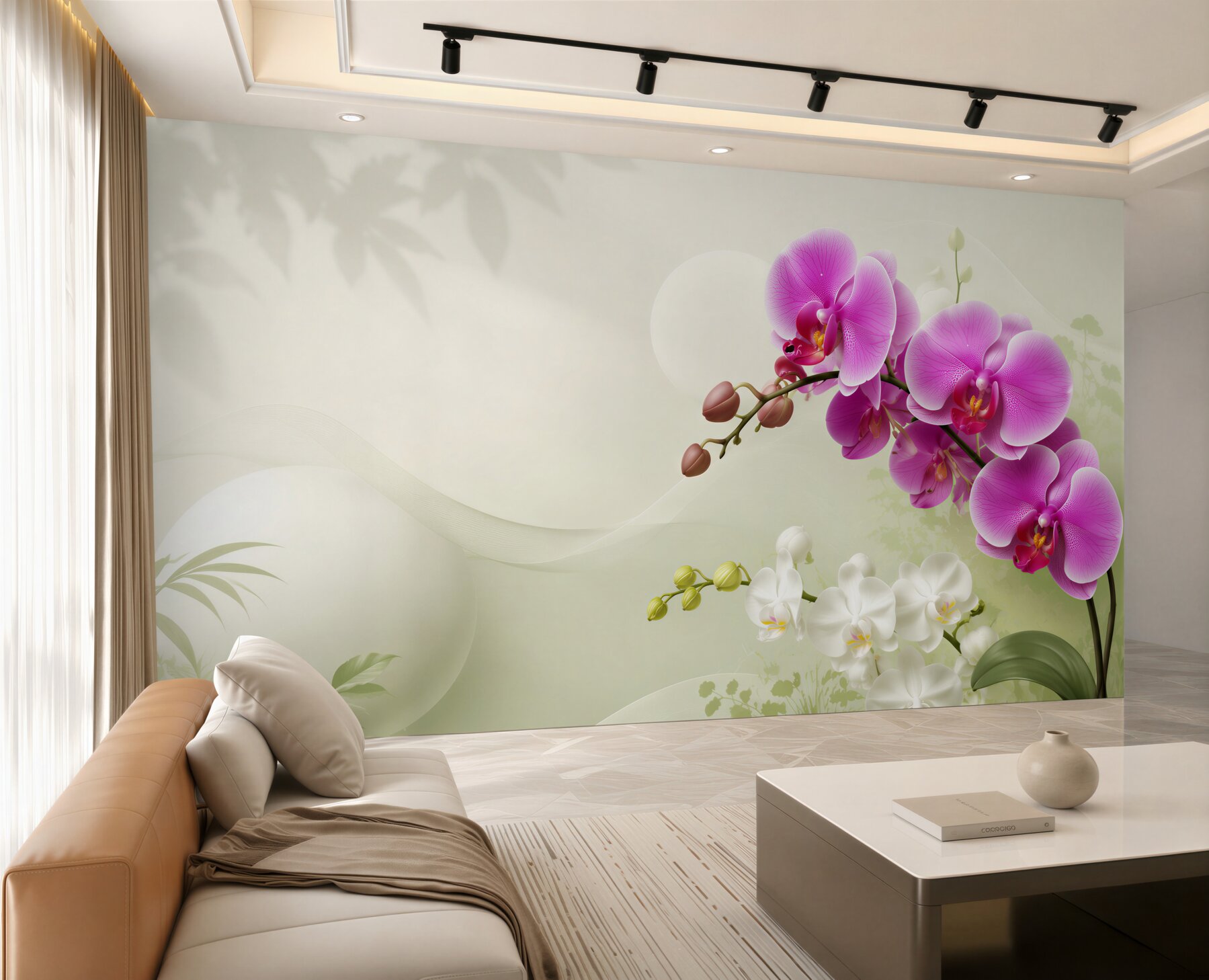 Fototapeta liliowe fioletowe orchidee na gałęziach?v23