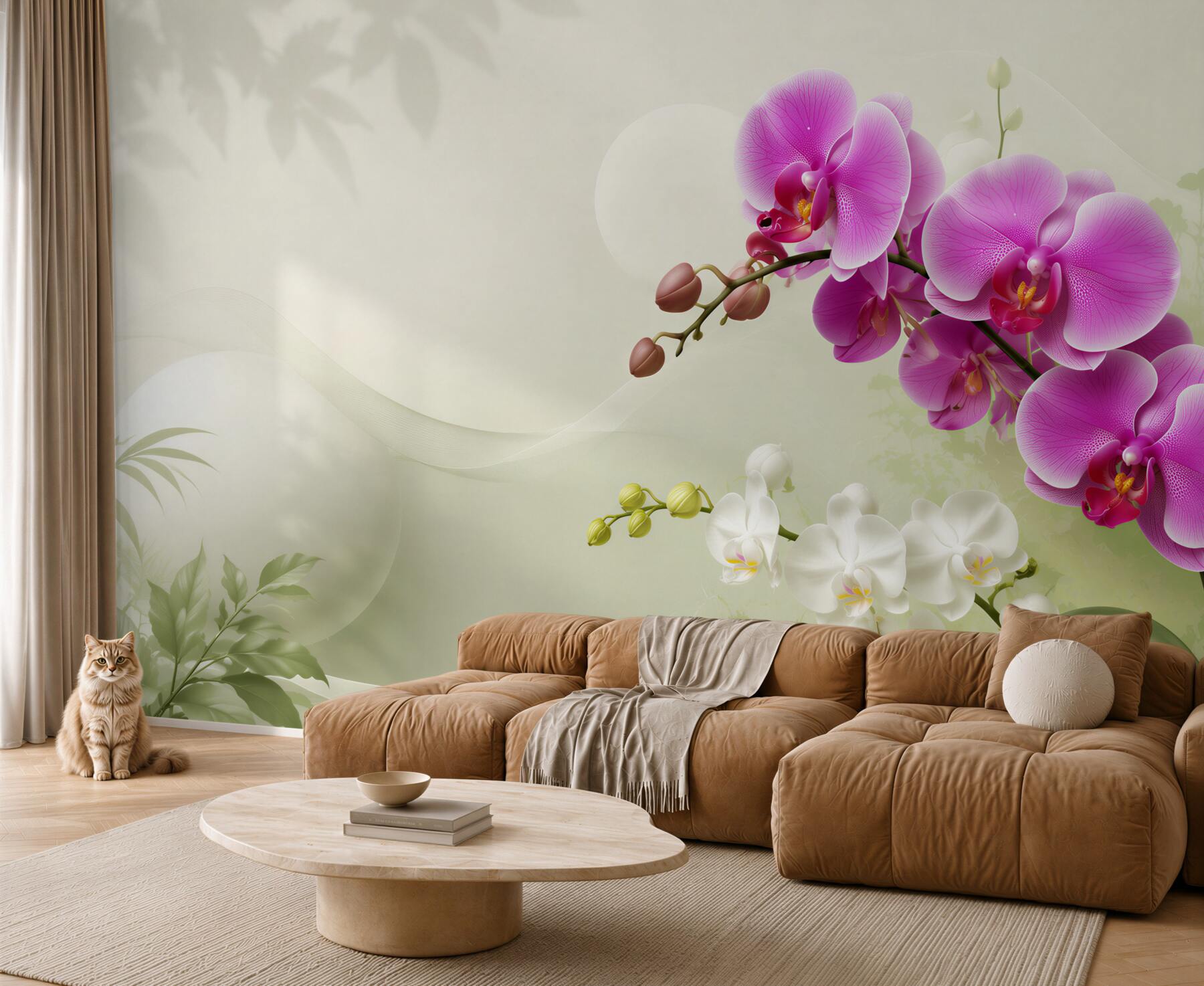 Fototapeta liliowe fioletowe orchidee na gałęziach?v23