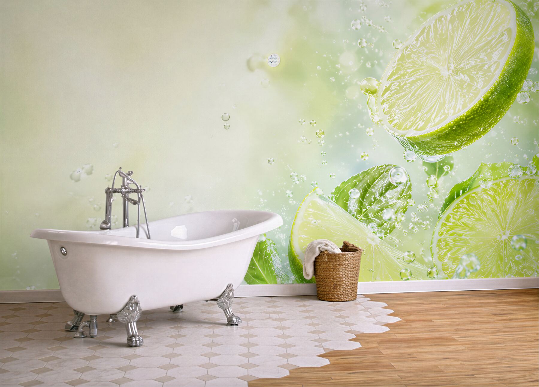 Fototapeta plasterki cytryny i limonki w wodzie?v23