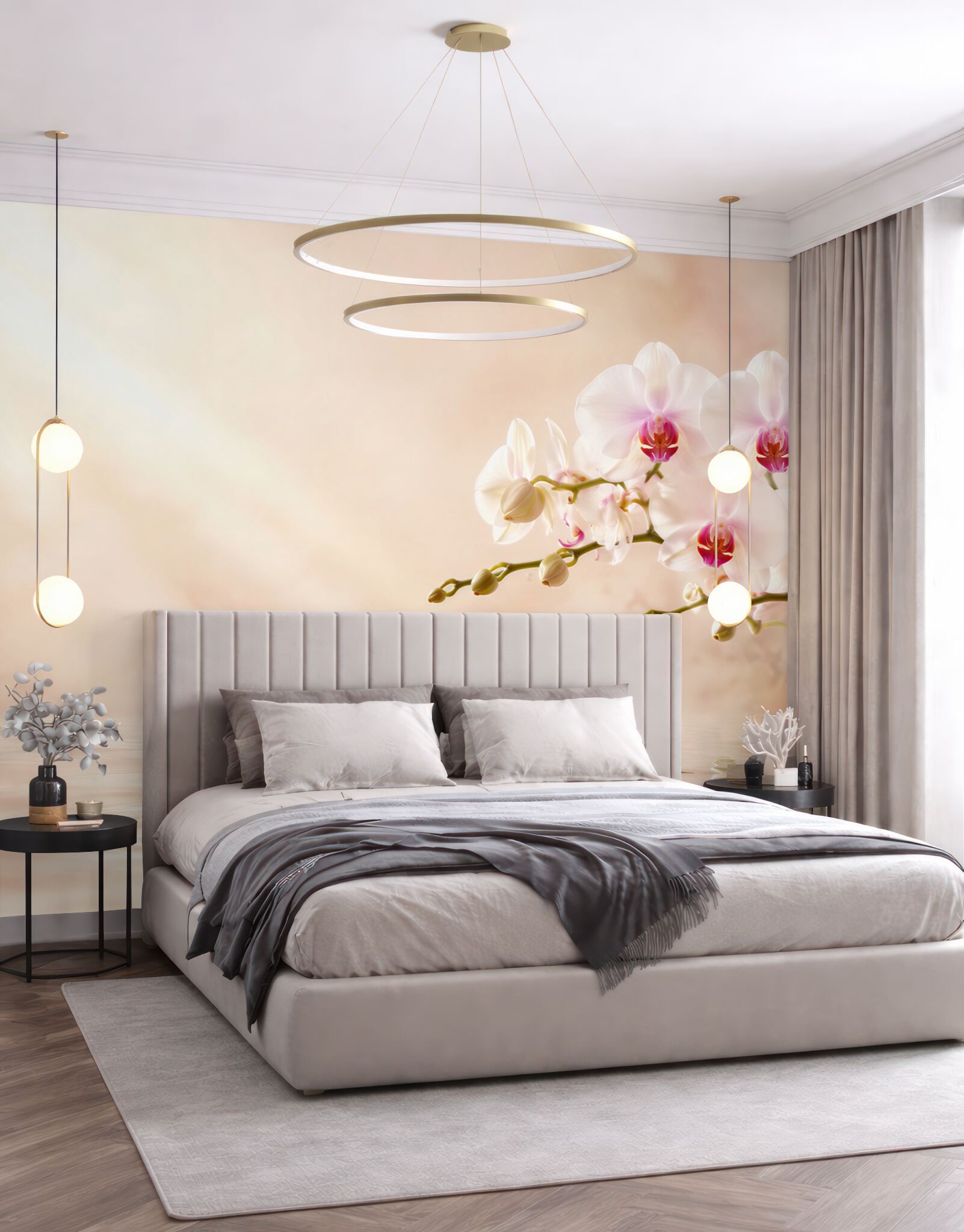Fototapeta gałąź białej orchidei na wodzie w odbiciu?v23