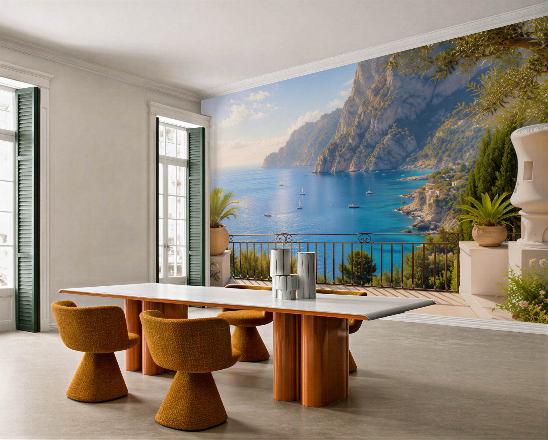 Fototapeta balkon z tarasem i widokiem na ocean?v23