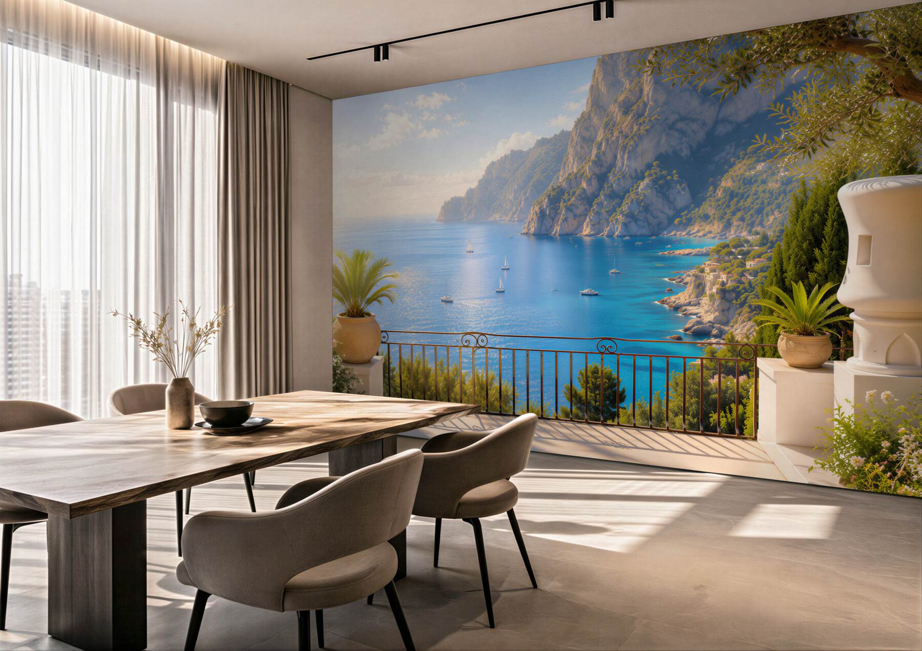 Fototapeta balkon z tarasem i widokiem na ocean?v23