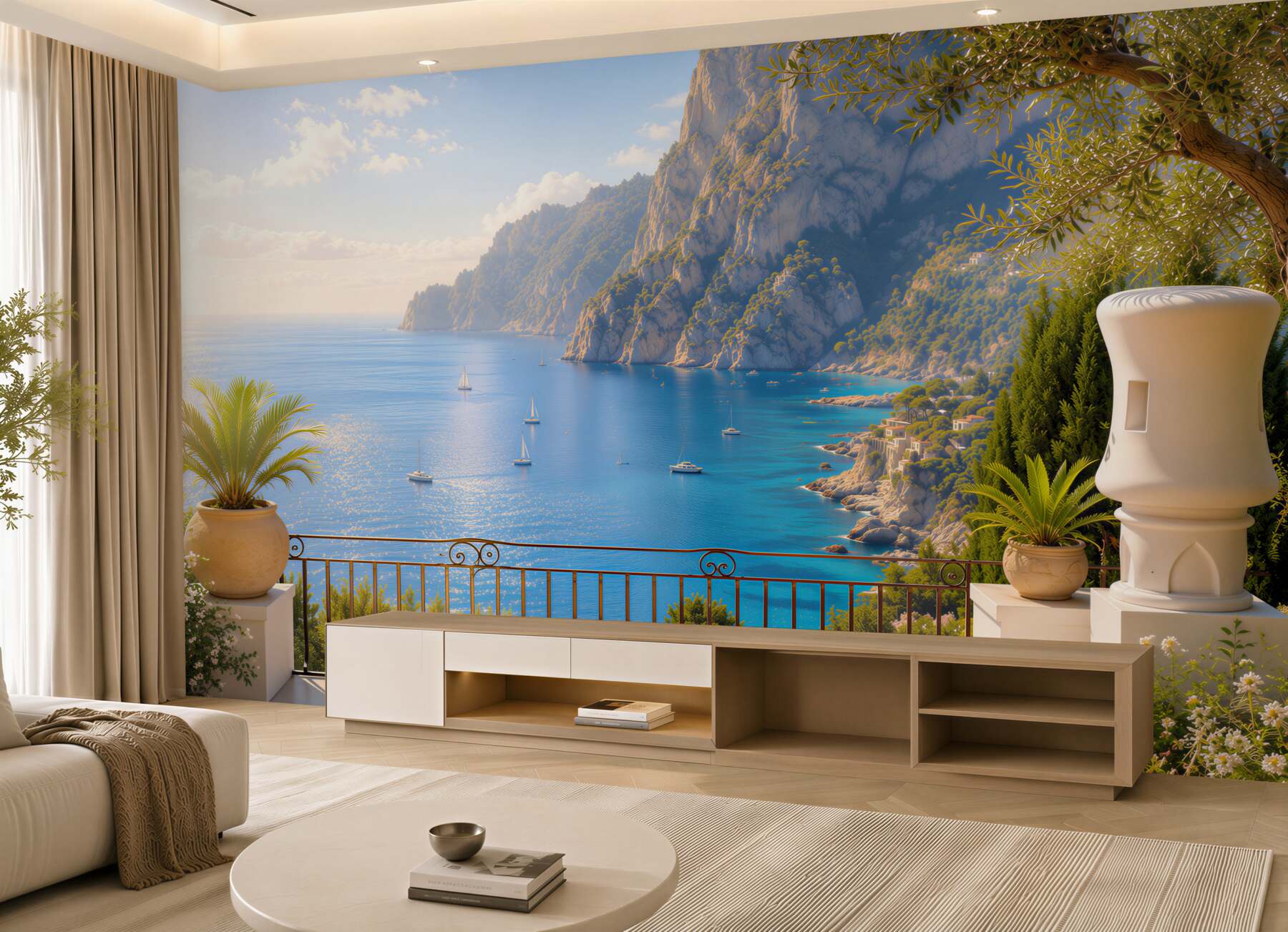 Fototapeta balkon z tarasem i widokiem na ocean?v23