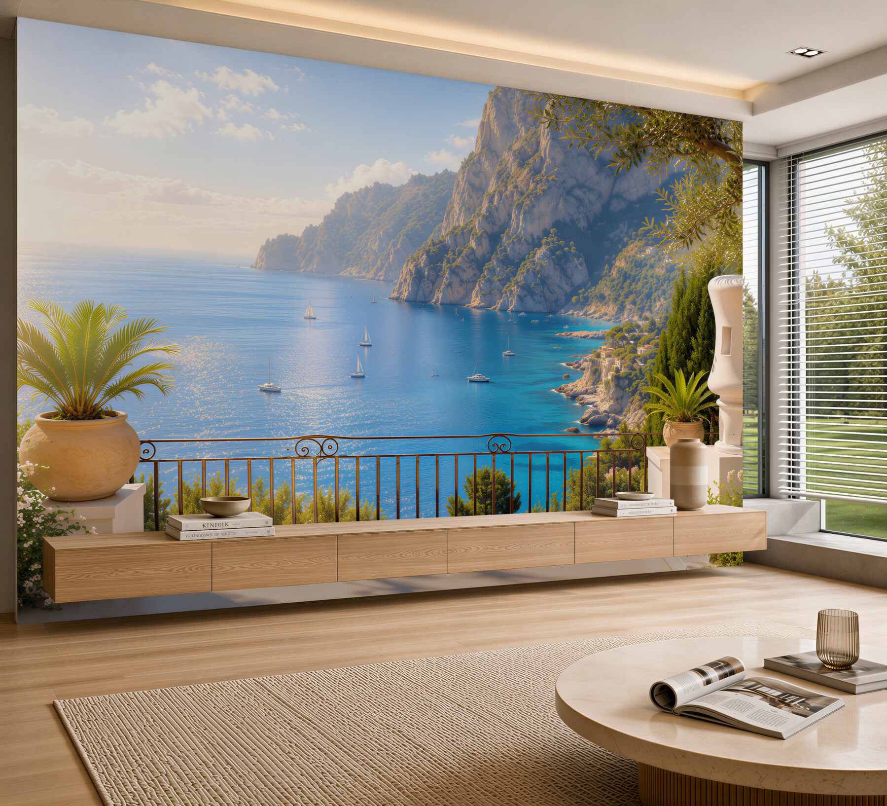 Fototapeta balkon z tarasem i widokiem na ocean?v23