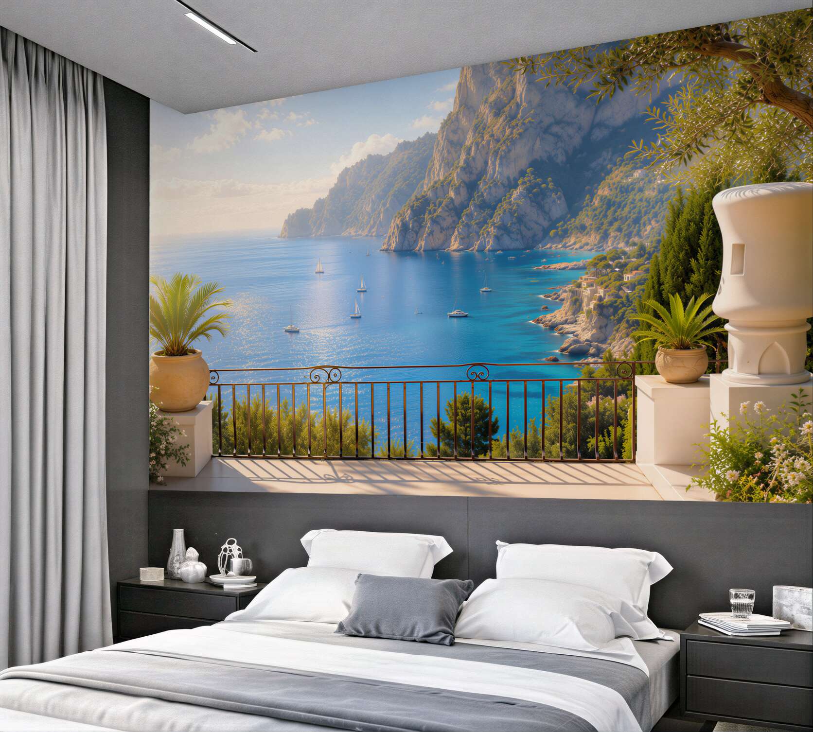 Fototapeta balkon z tarasem i widokiem na ocean?v23