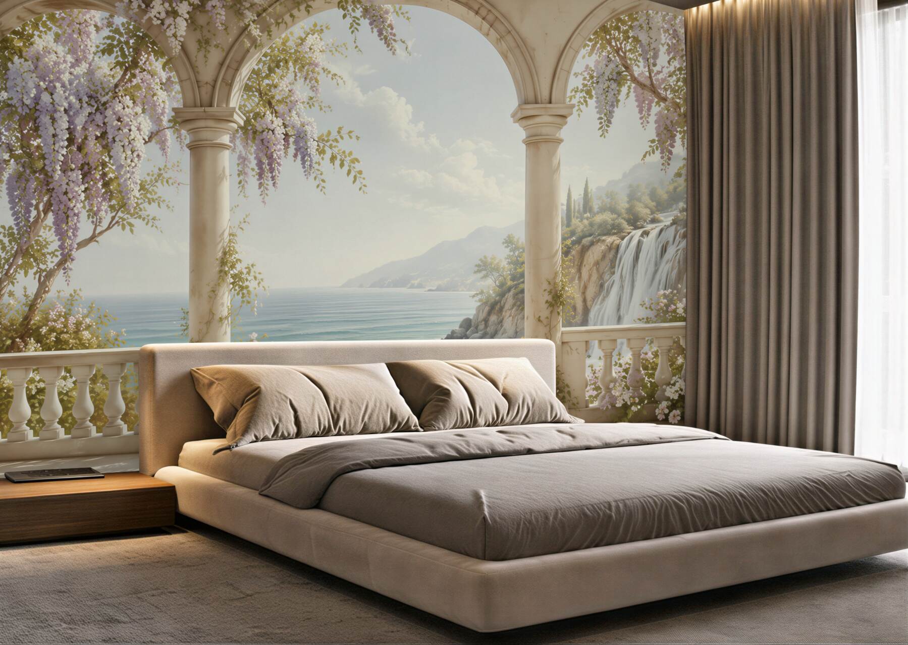 Fototapeta kamienny łuk z dostępem do wodospadu i wody?v23