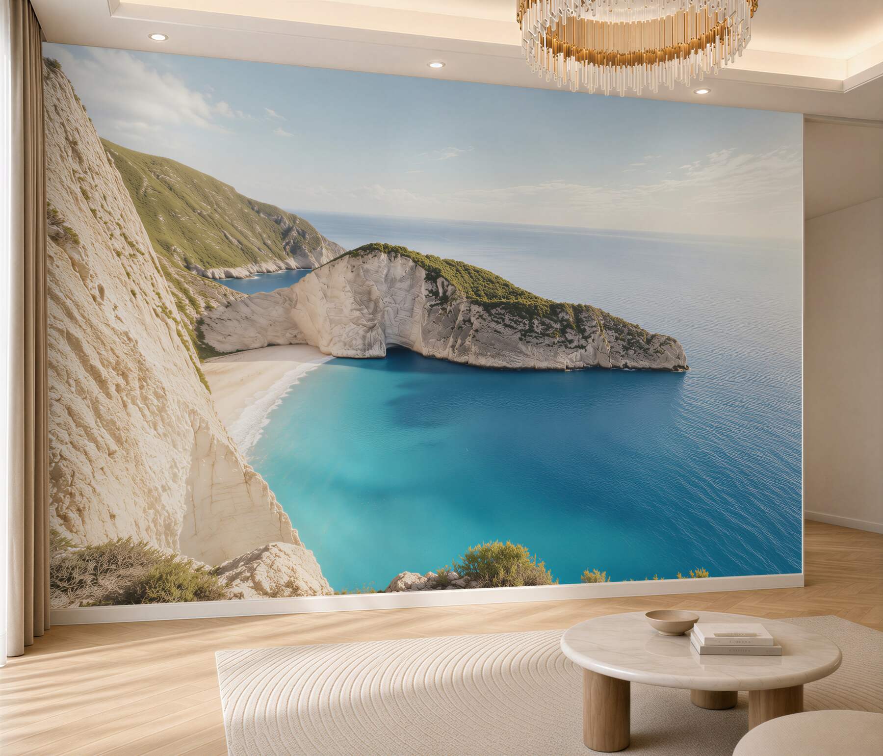 Fototapeta lazurowe wody i piaszczyste plaże u podnóża gór?v23