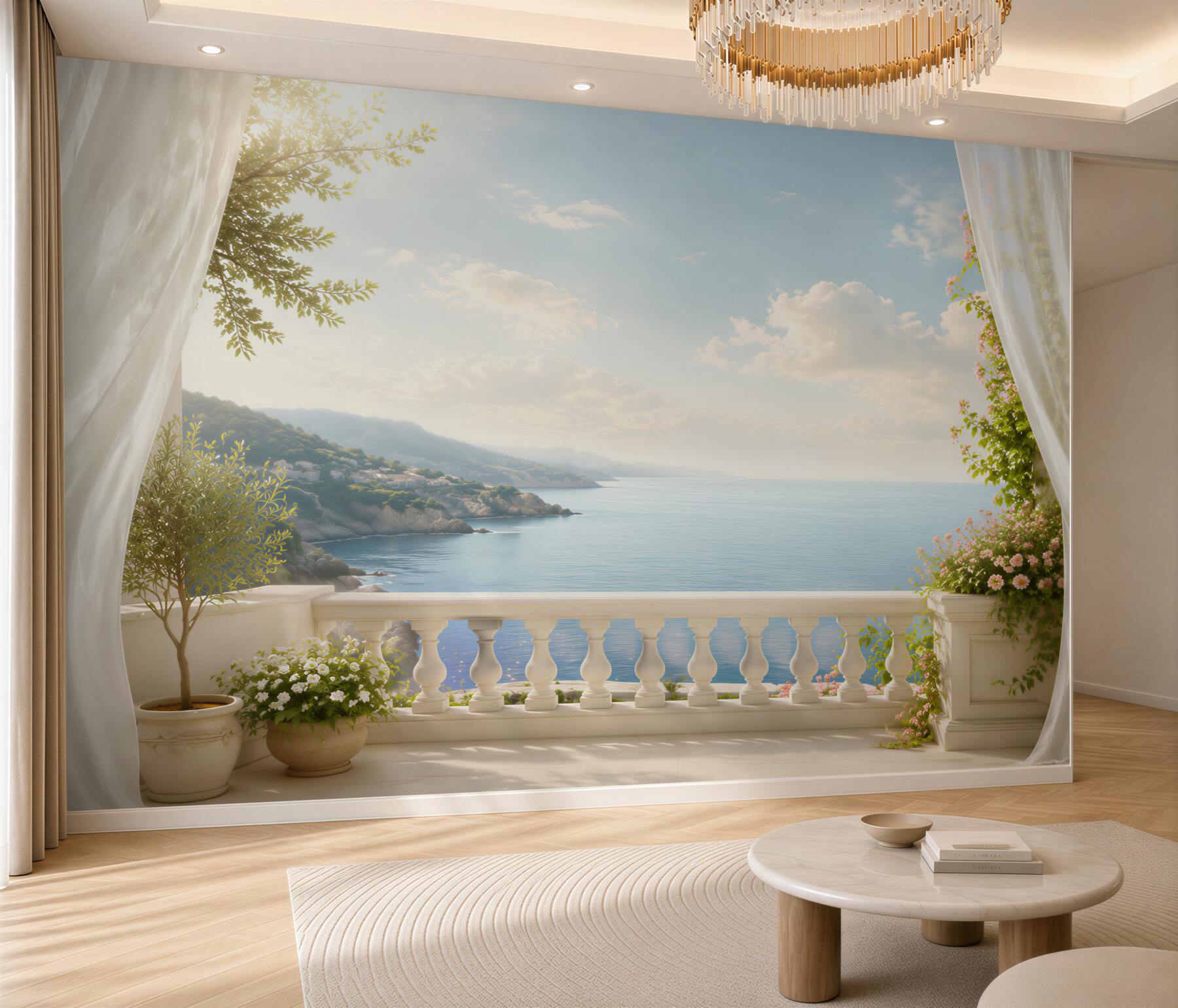 Fototapeta balkon z pięknym widokiem na ocean?v23