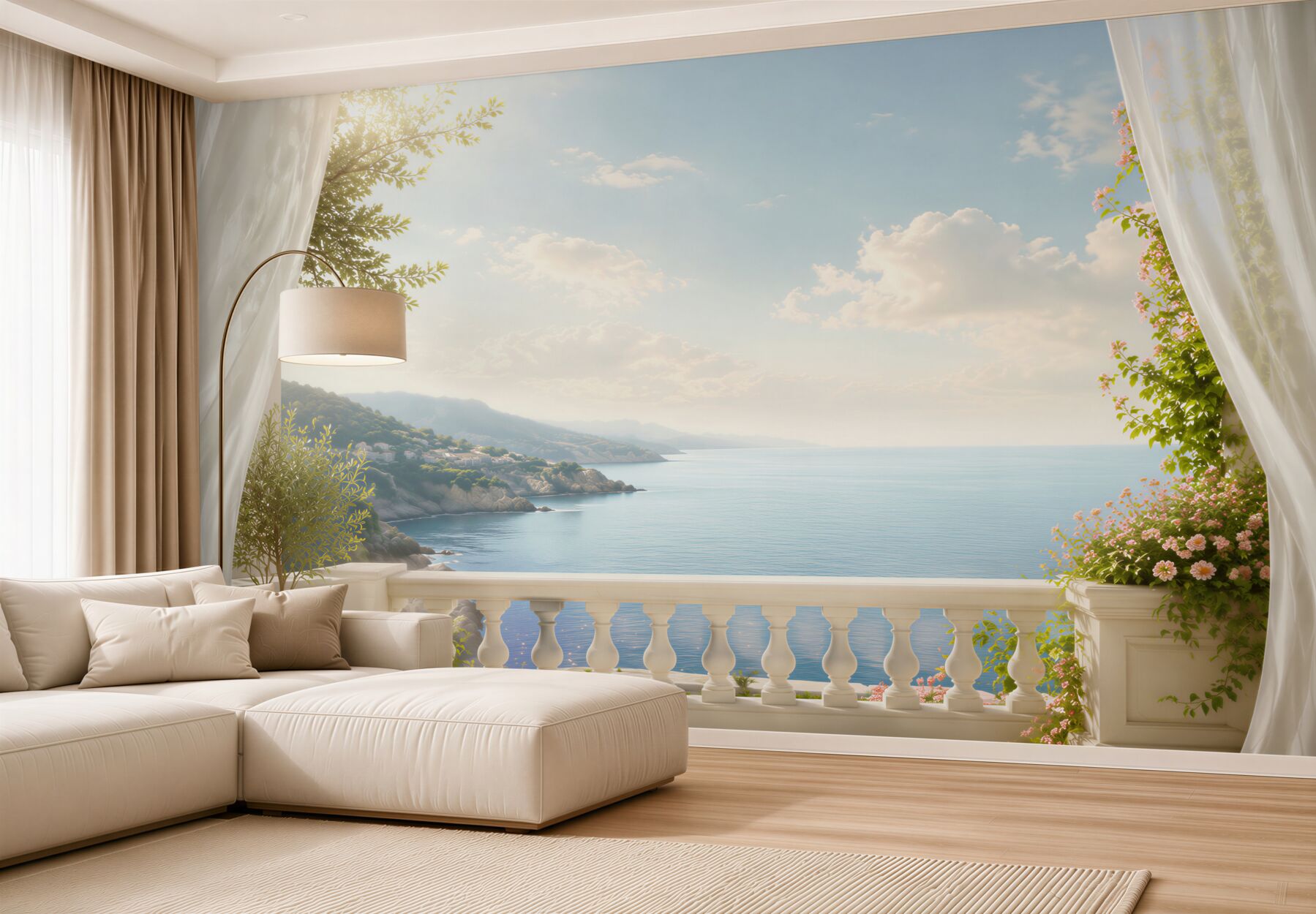 Fototapeta balkon z pięknym widokiem na ocean?v23