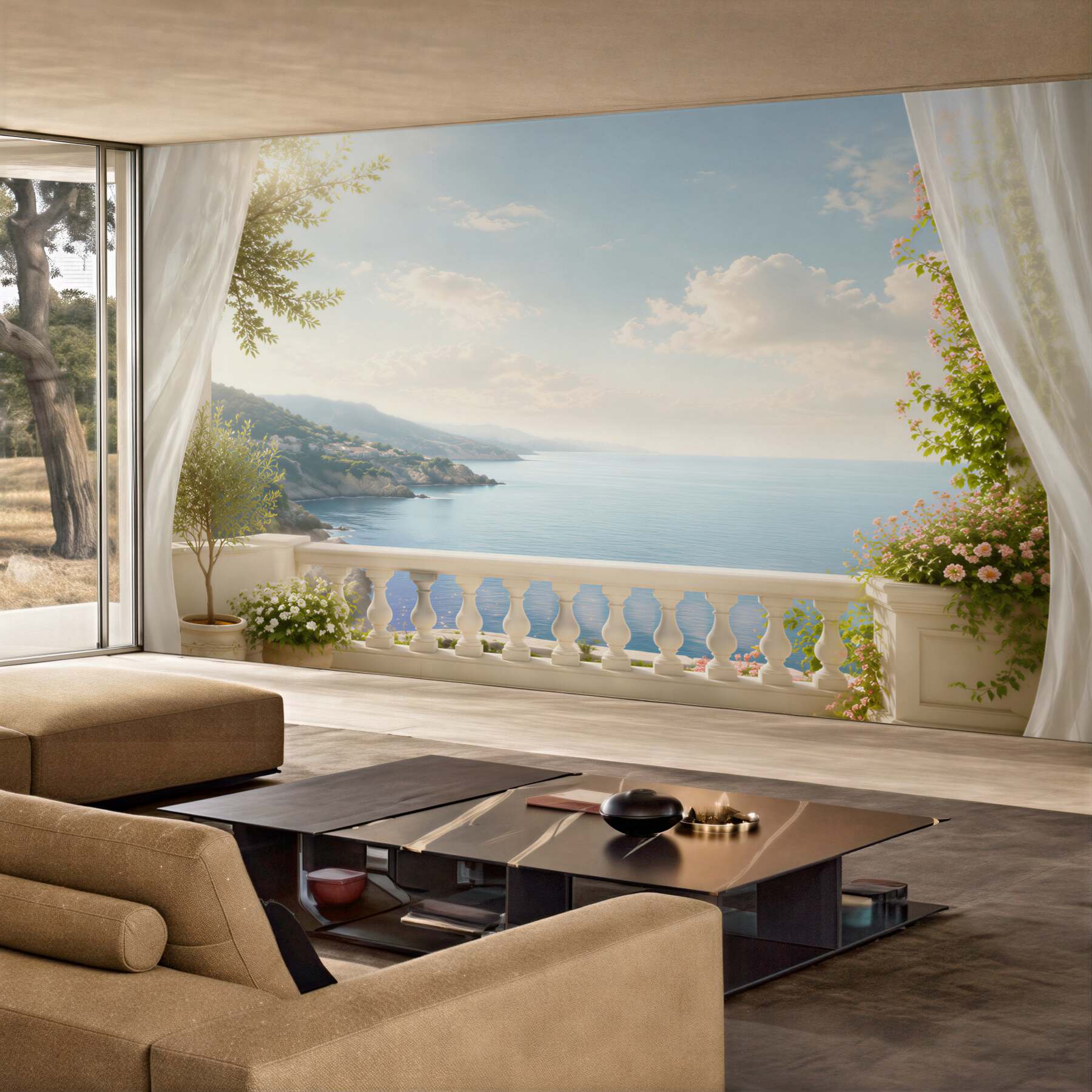 Fototapeta balkon z pięknym widokiem na ocean?v23