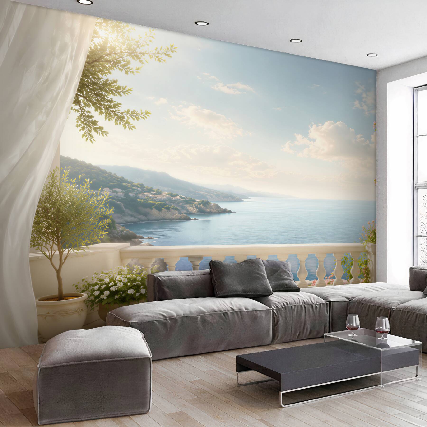 Fototapeta balkon z pięknym widokiem na ocean?v23