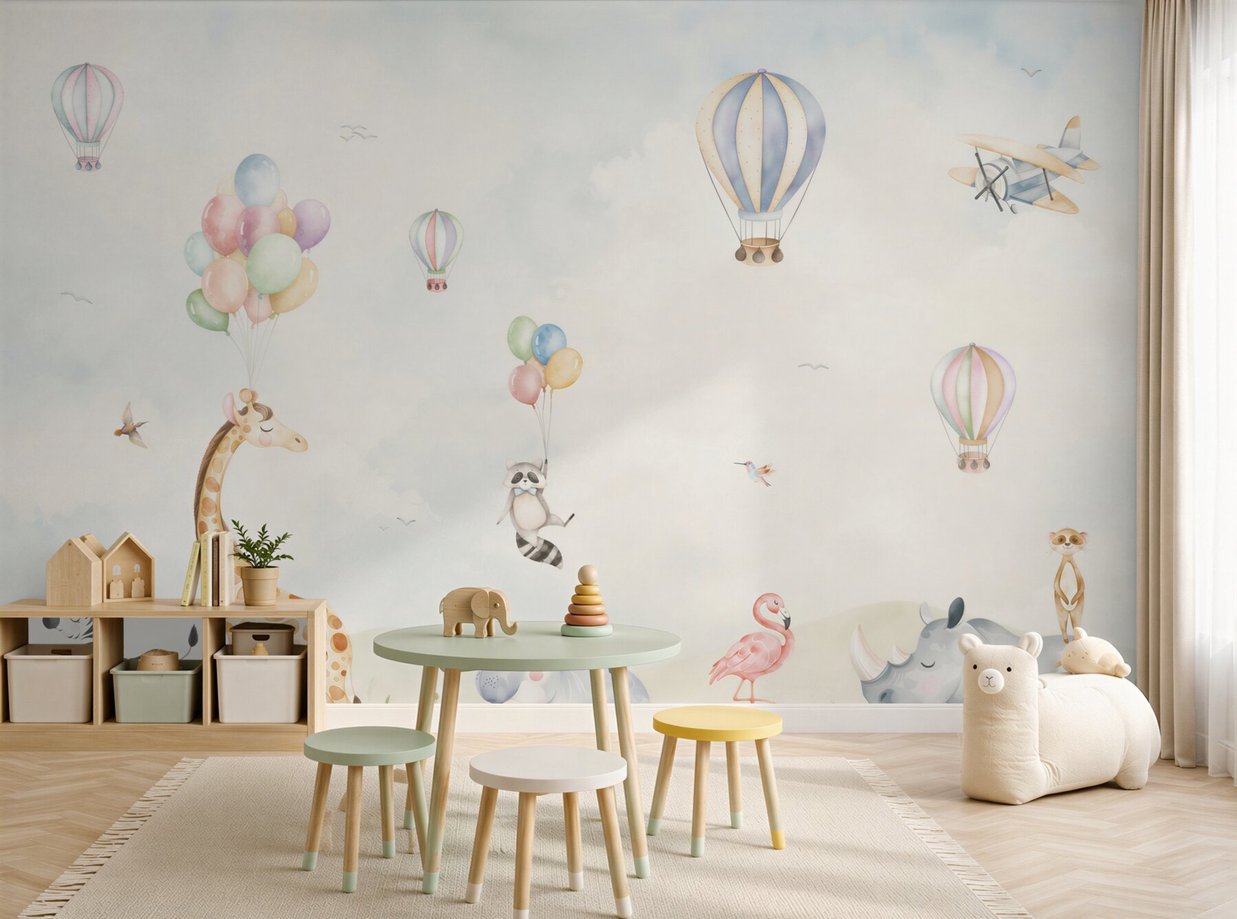 Fototapeta Zwierzęta spacerują wśród balonów