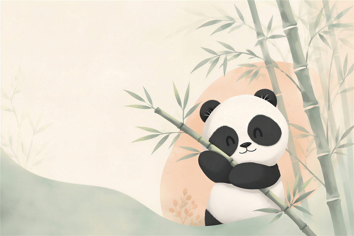 Fototapeta Panda przytula bambus