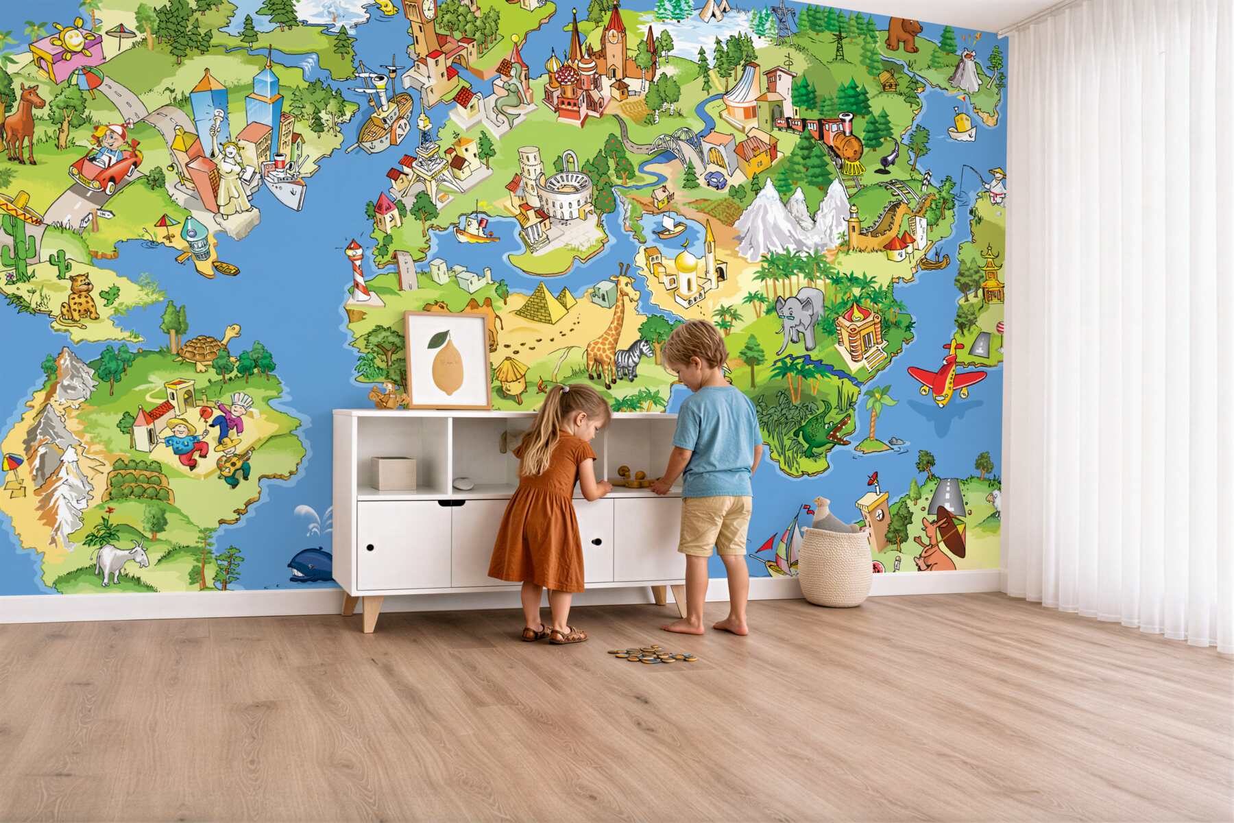 Fototapeta Szczegółowa mapa świata dla dzieci?v23