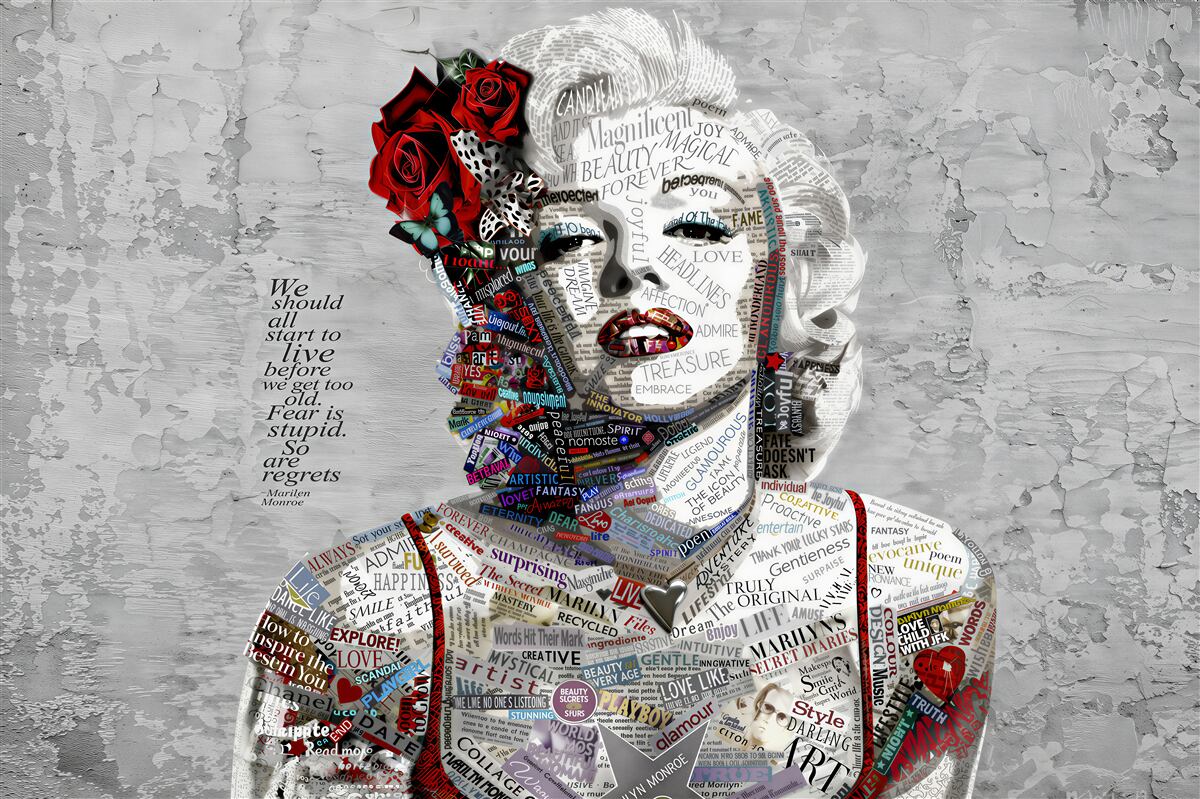 Fototapeta Marilyn Monroe z czerwonymi różami we włosach