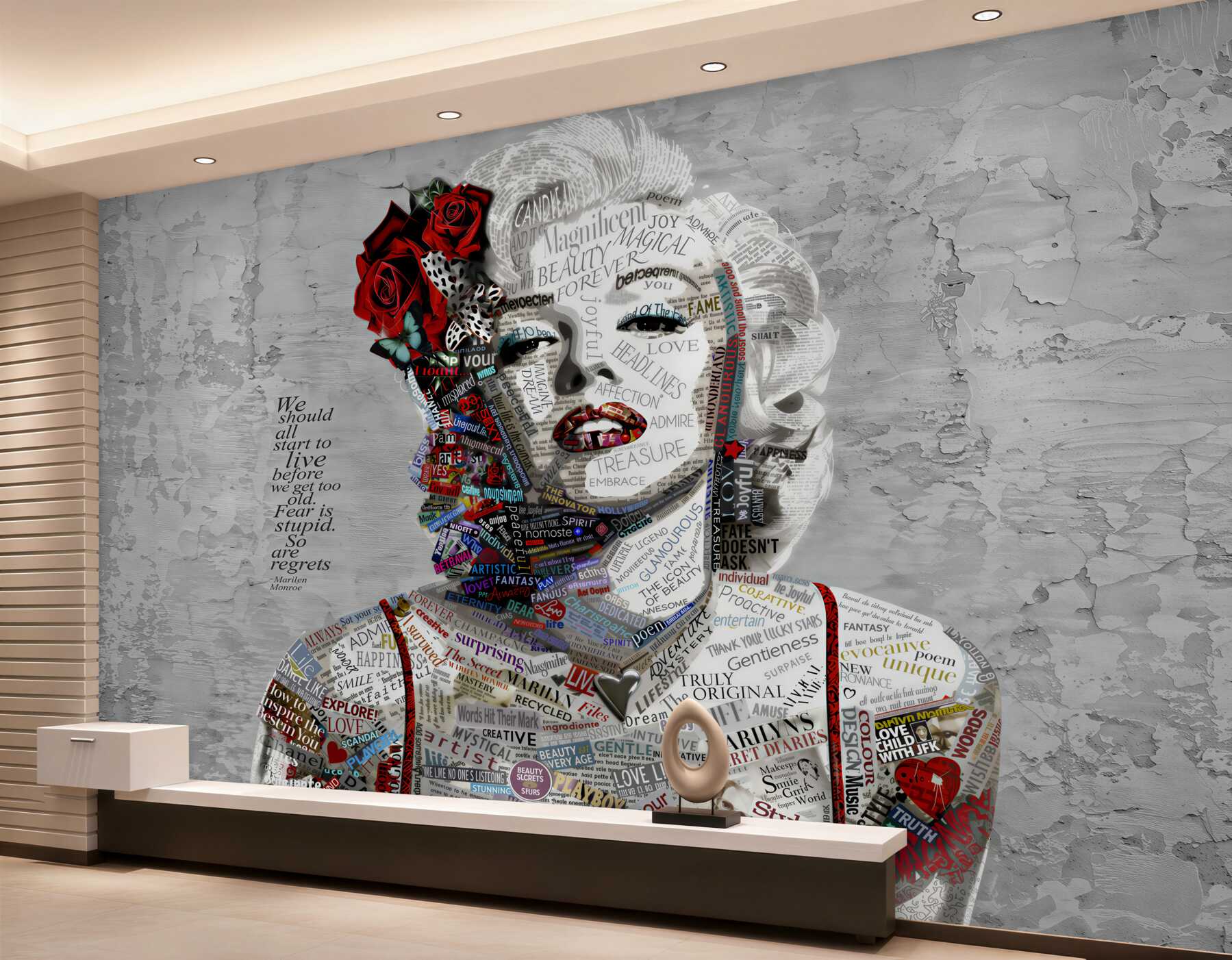 Fototapeta Marilyn Monroe z czerwonymi różami we włosach?v23