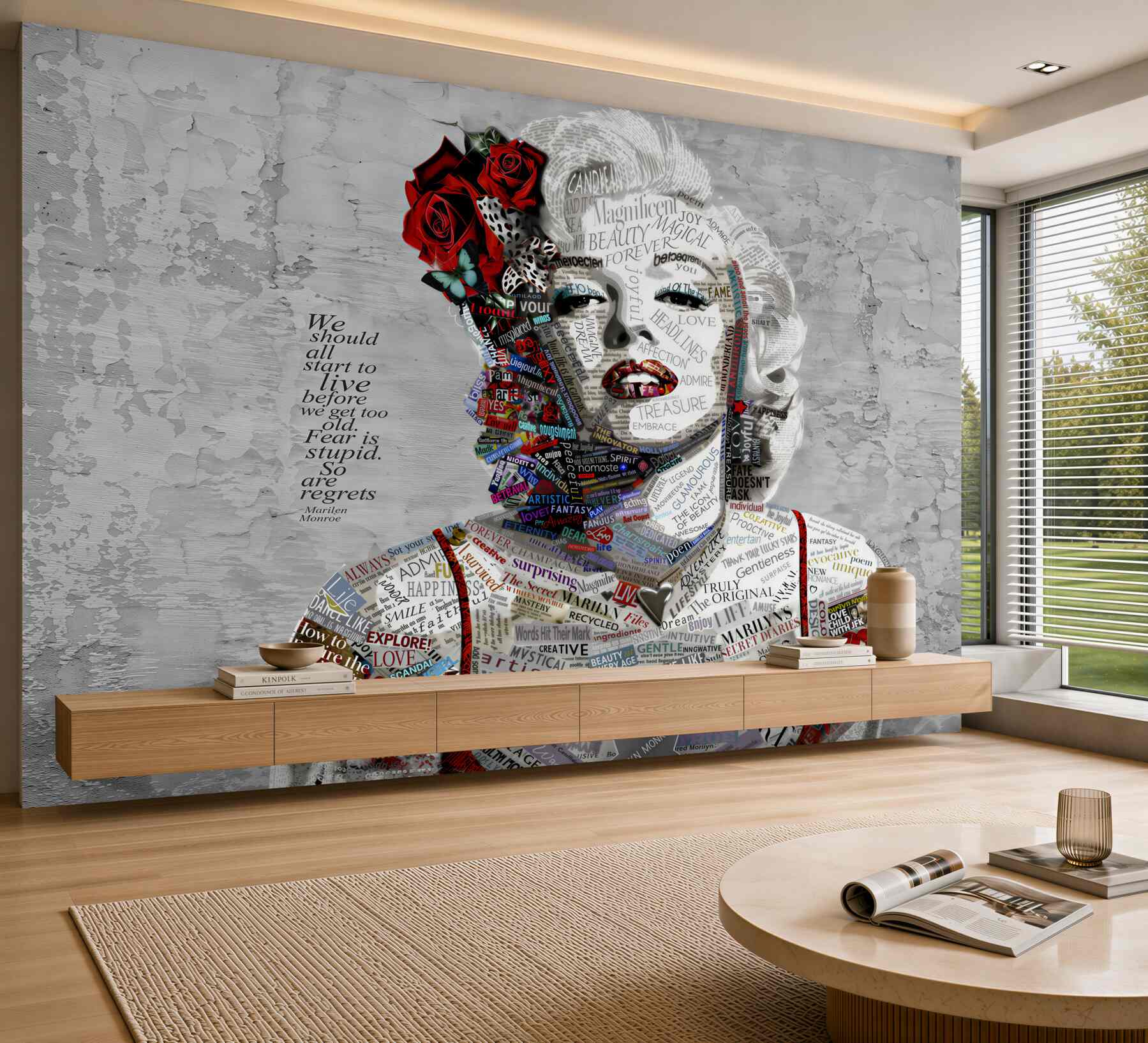 Fototapeta Marilyn Monroe z czerwonymi różami we włosach?v23
