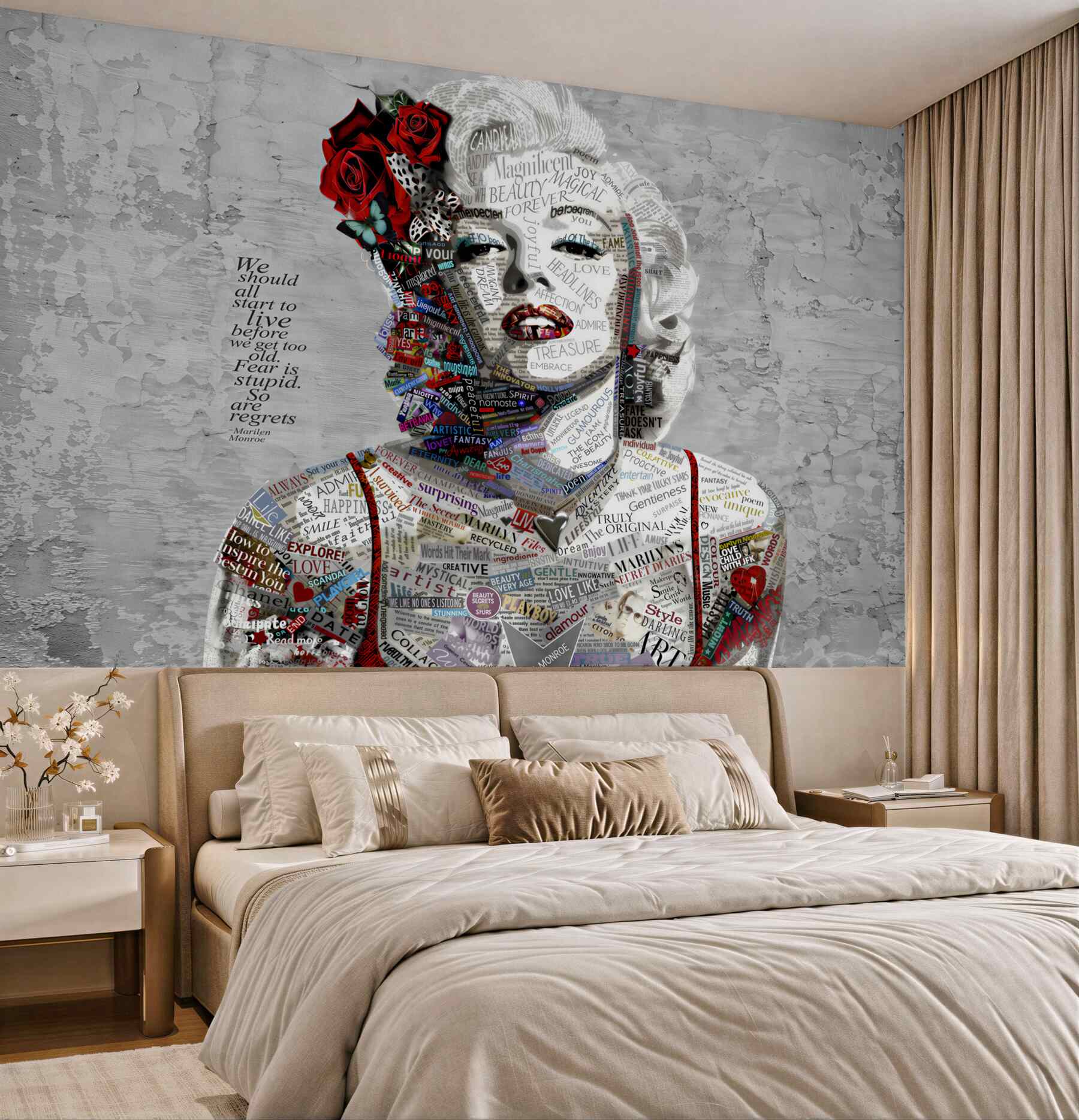 Fototapeta Marilyn Monroe z czerwonymi różami we włosach?v23