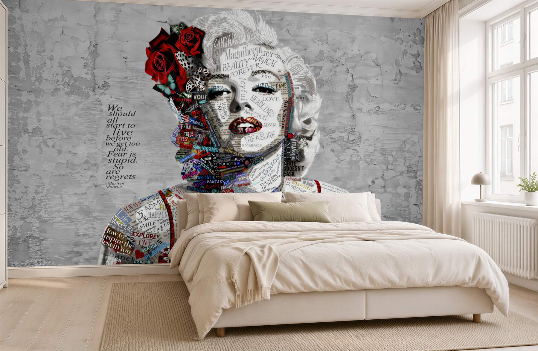Fototapeta Marilyn Monroe z czerwonymi różami we włosach?v23