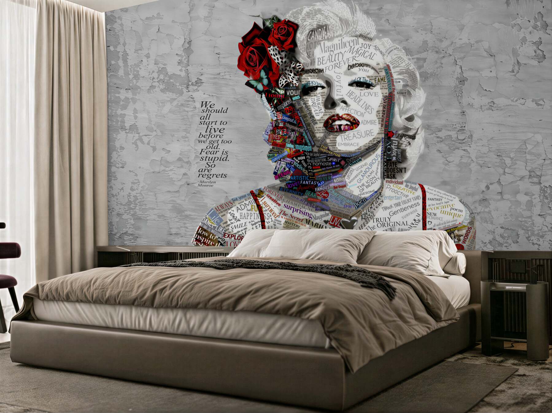 Fototapeta Marilyn Monroe z czerwonymi różami we włosach?v23