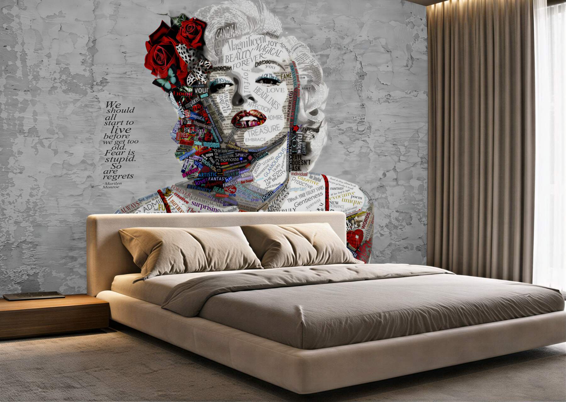 Fototapeta Marilyn Monroe z czerwonymi różami we włosach?v23