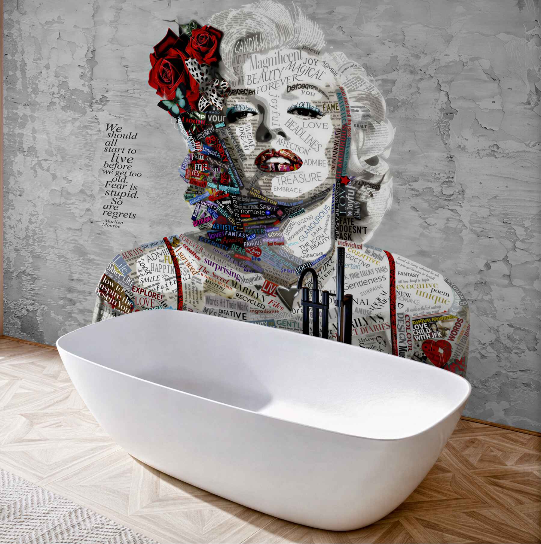 Fototapeta Marilyn Monroe z czerwonymi różami we włosach?v23