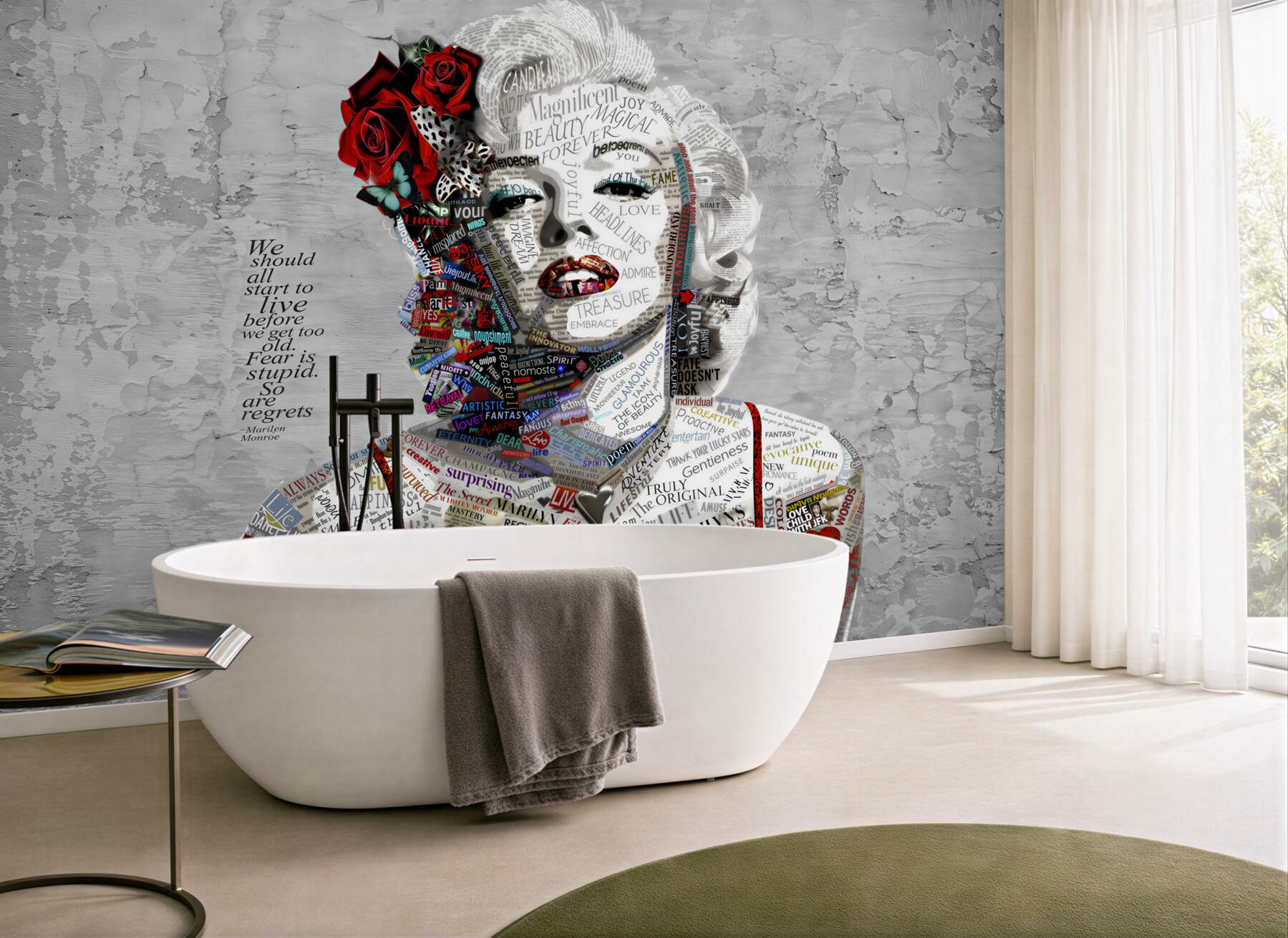 Fototapeta Marilyn Monroe z czerwonymi różami we włosach?v23