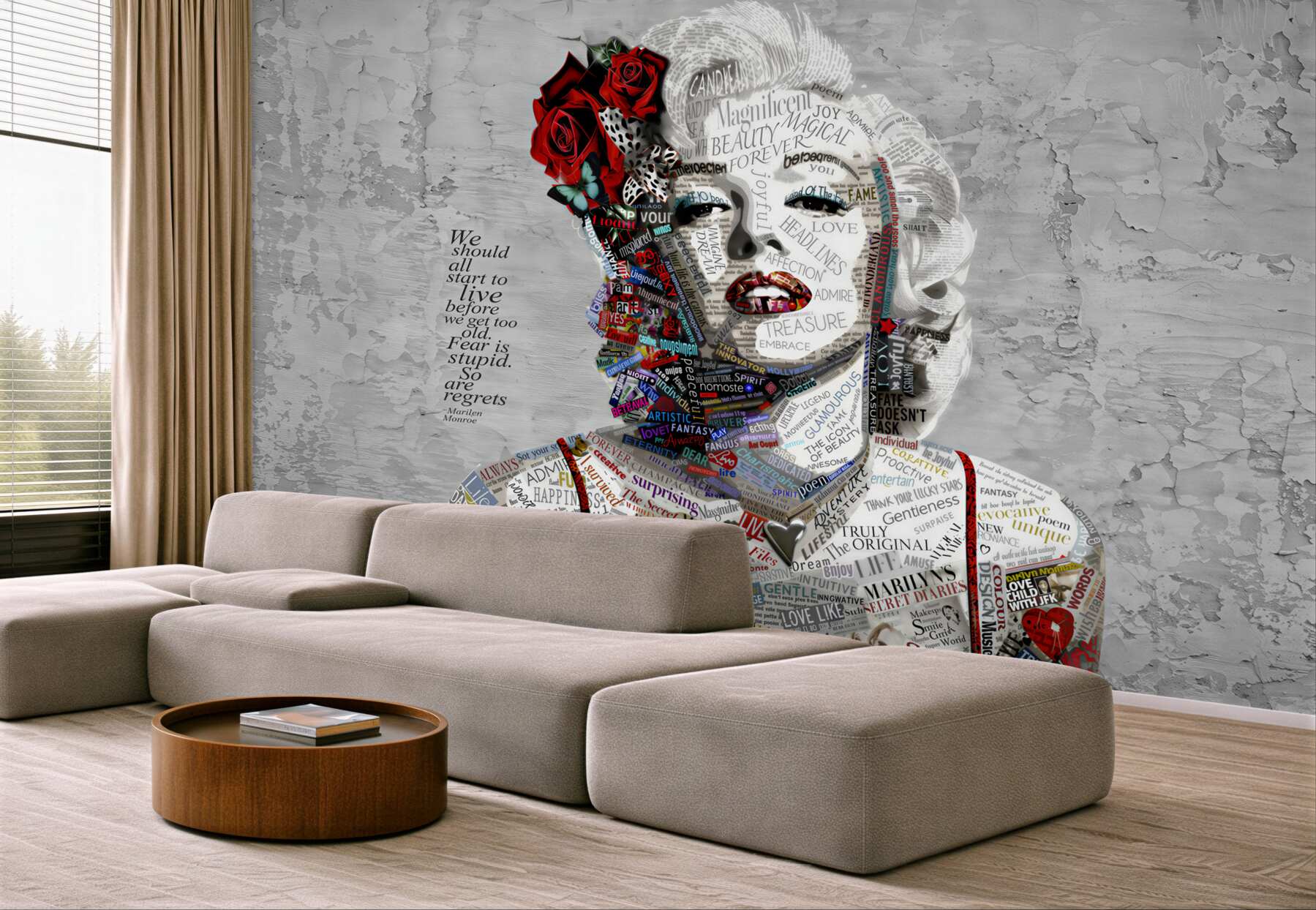 Fototapeta Marilyn Monroe z czerwonymi różami we włosach?v23