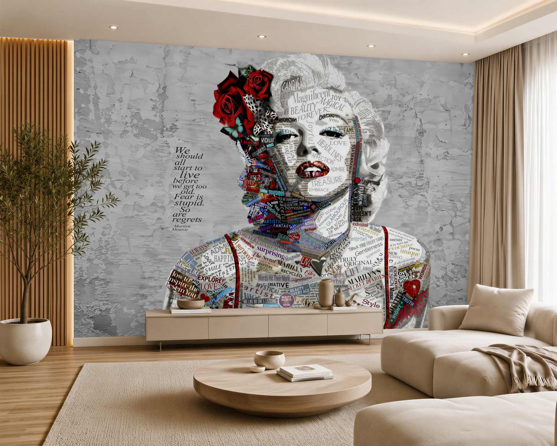 Fototapeta Marilyn Monroe z czerwonymi różami we włosach?v23