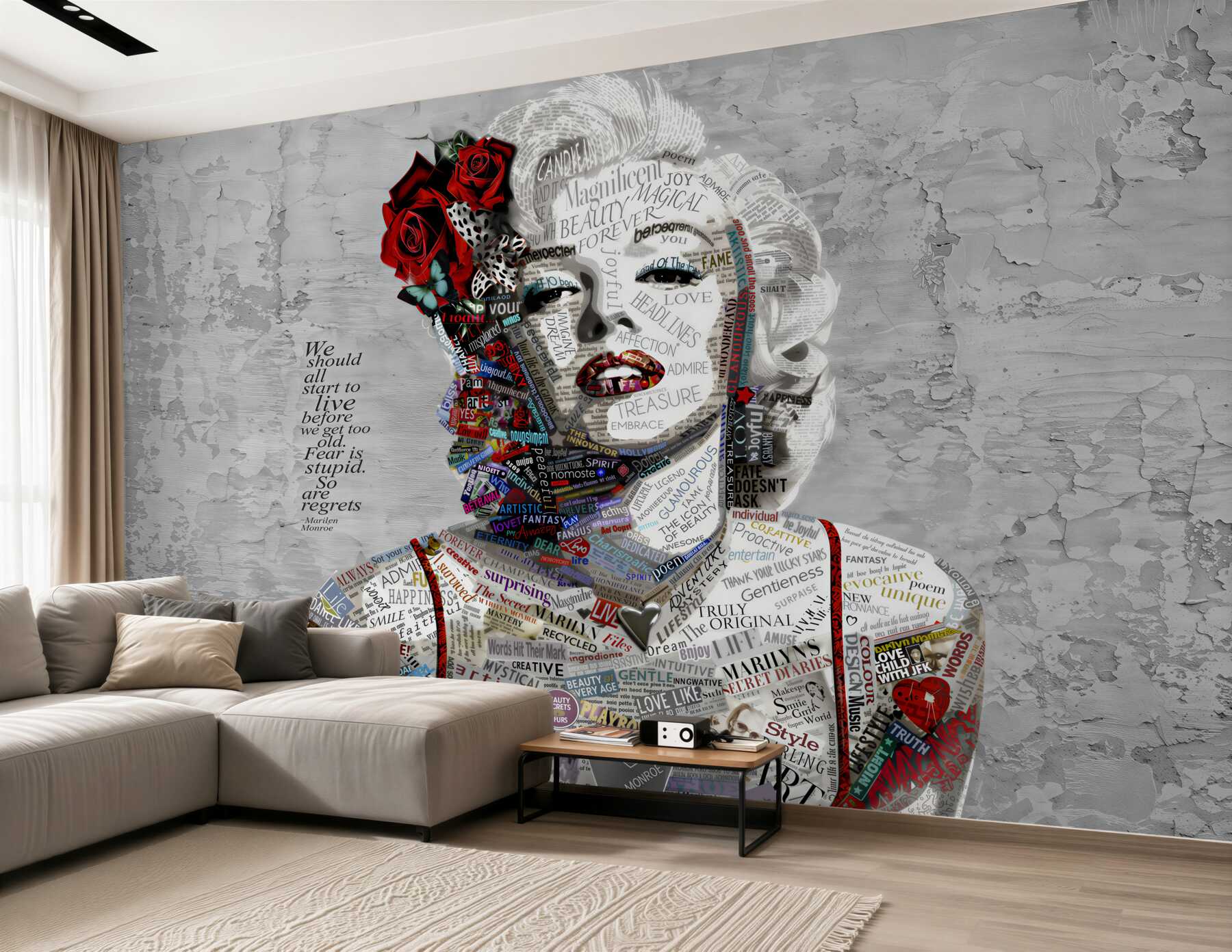 Fototapeta Marilyn Monroe z czerwonymi różami we włosach?v23