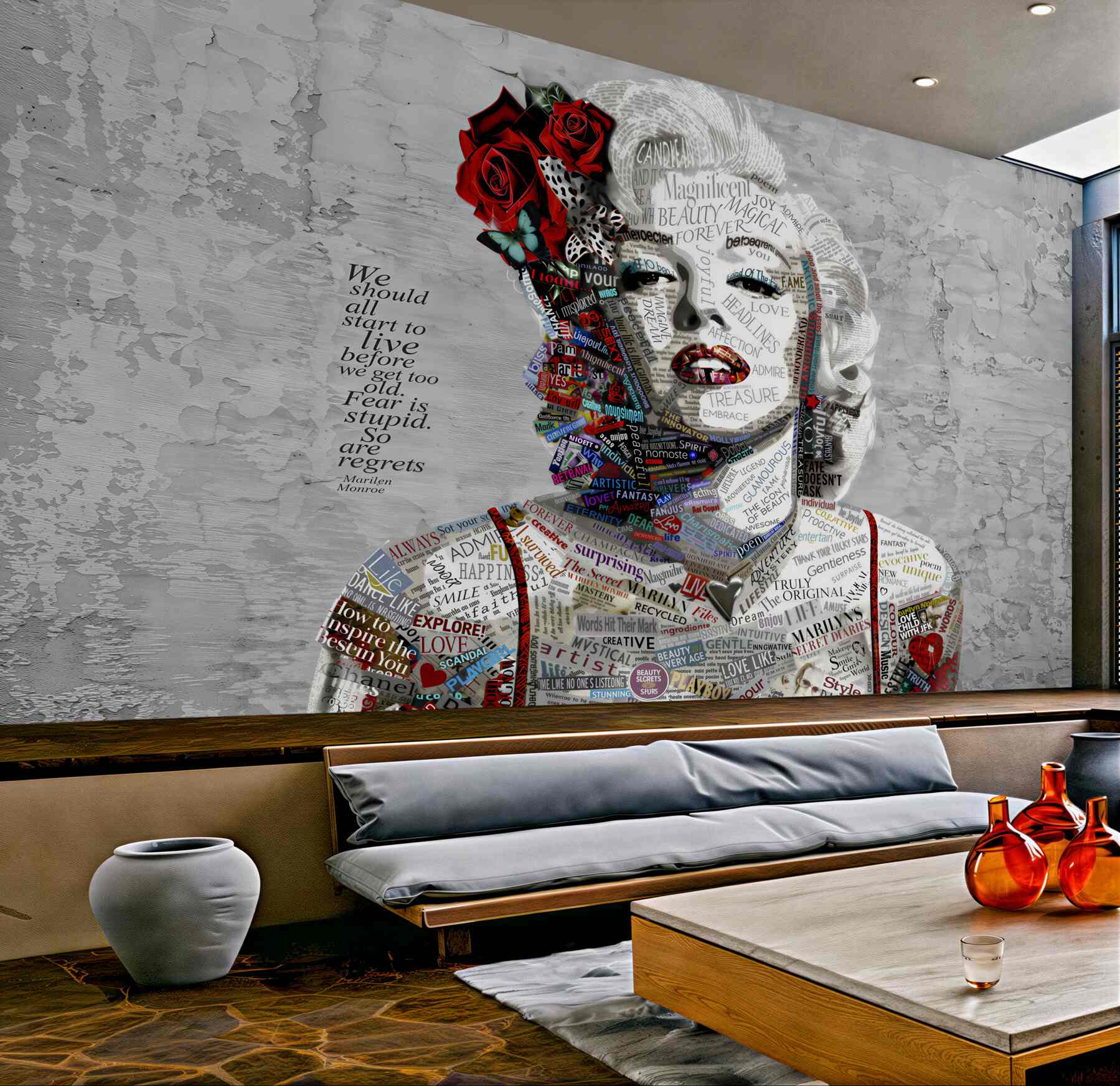 Fototapeta Marilyn Monroe z czerwonymi różami we włosach?v23