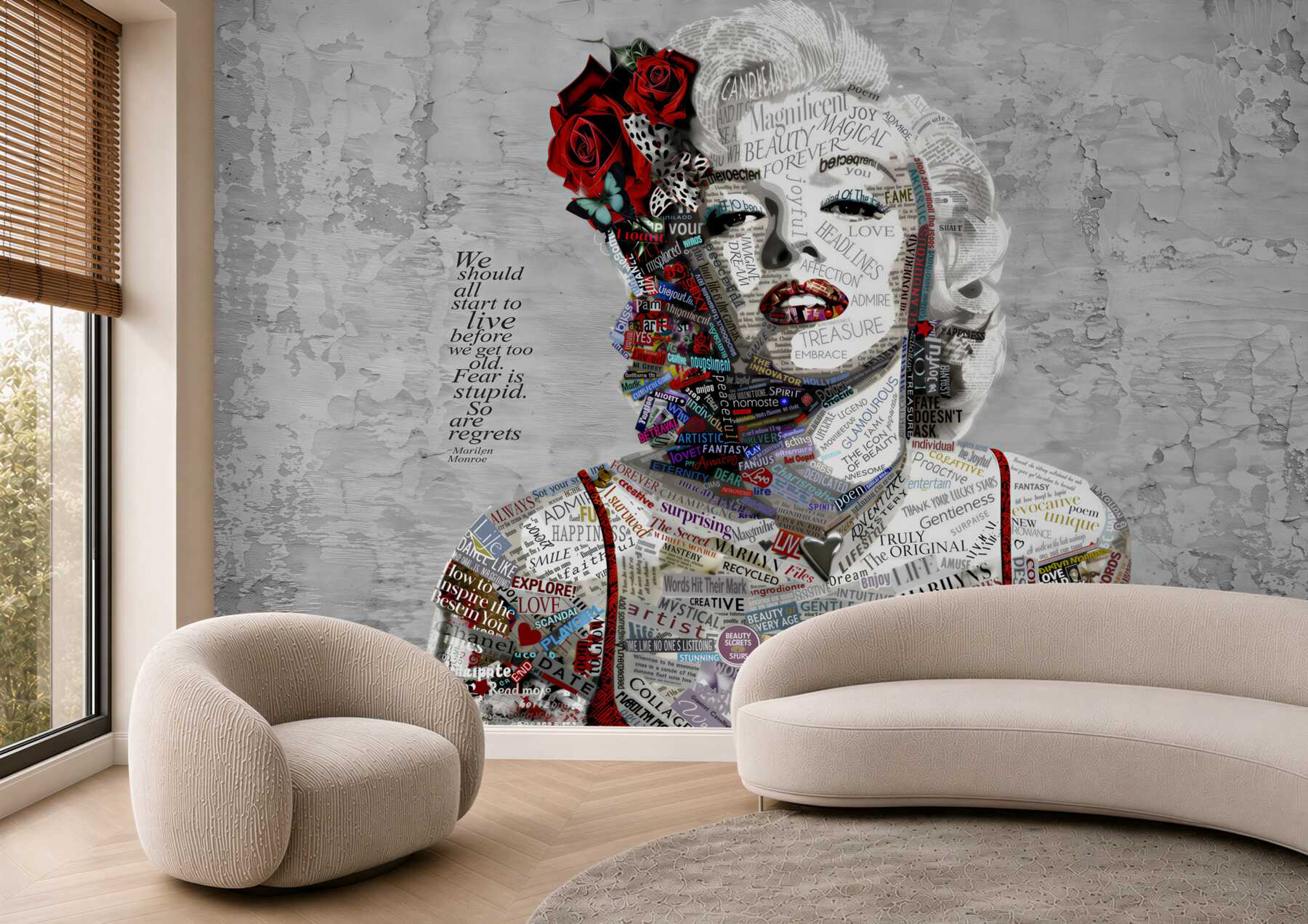 Fototapeta Marilyn Monroe z czerwonymi różami we włosach?v23