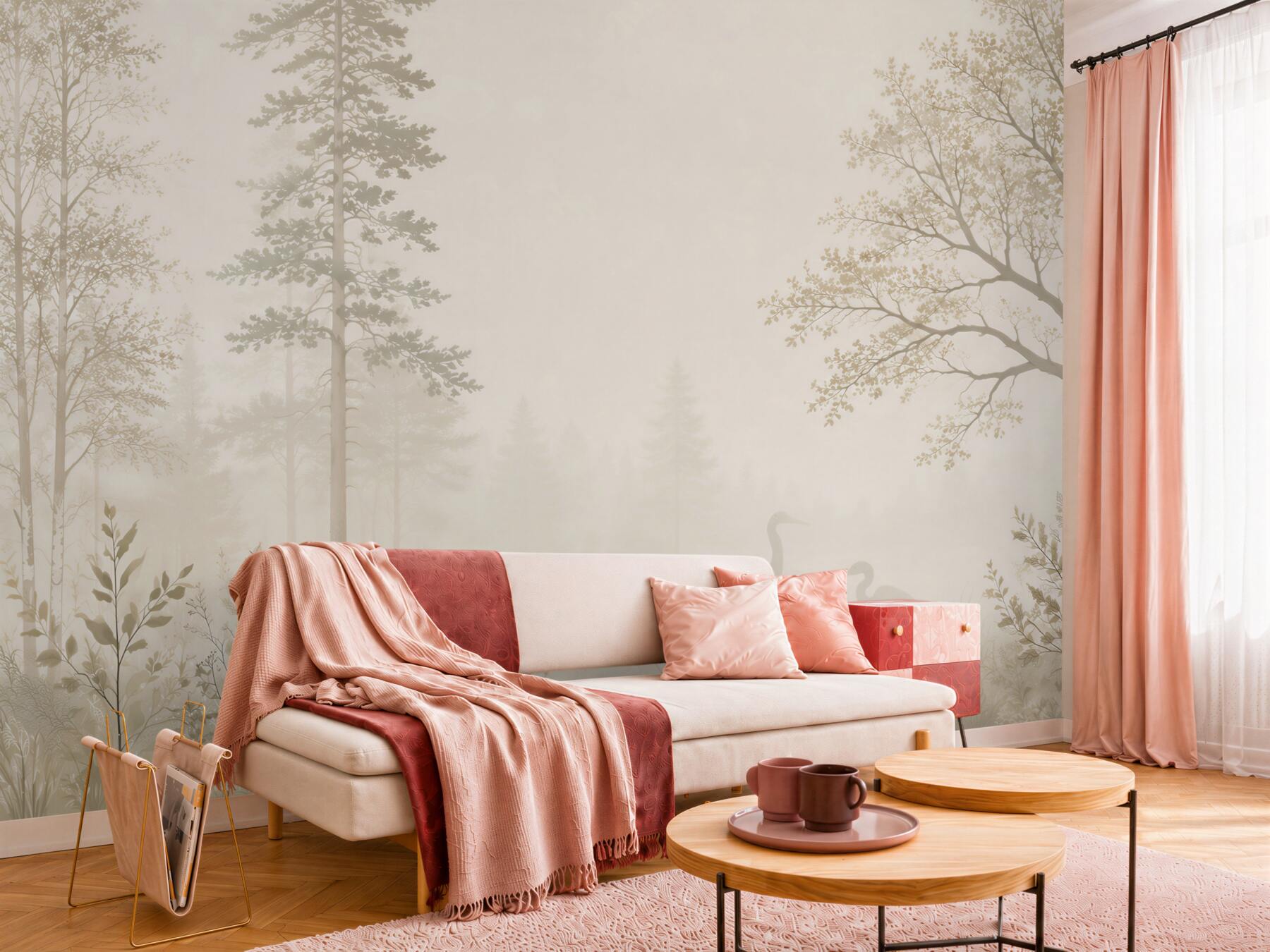Fototapeta ptaki wśród cienkich drzew?v23