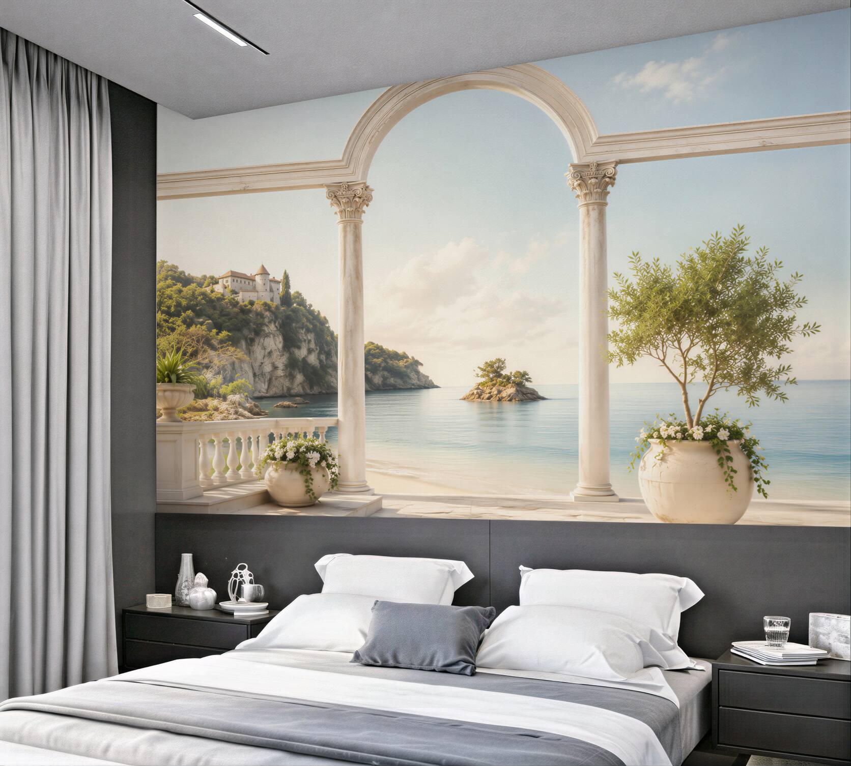 Fototapeta kolumna na piaszczystej plaży