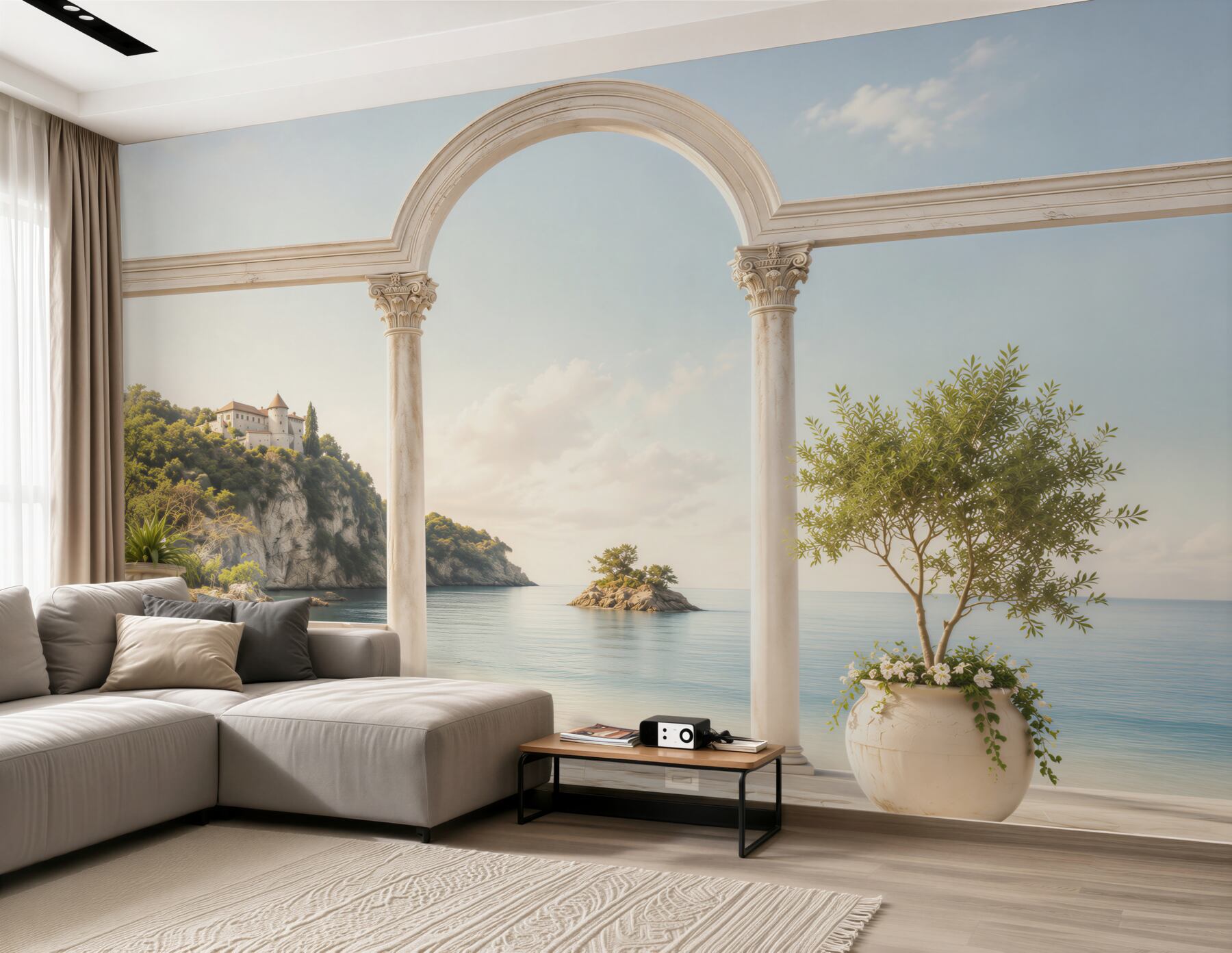 Fototapeta kolumna na piaszczystej plaży?v23