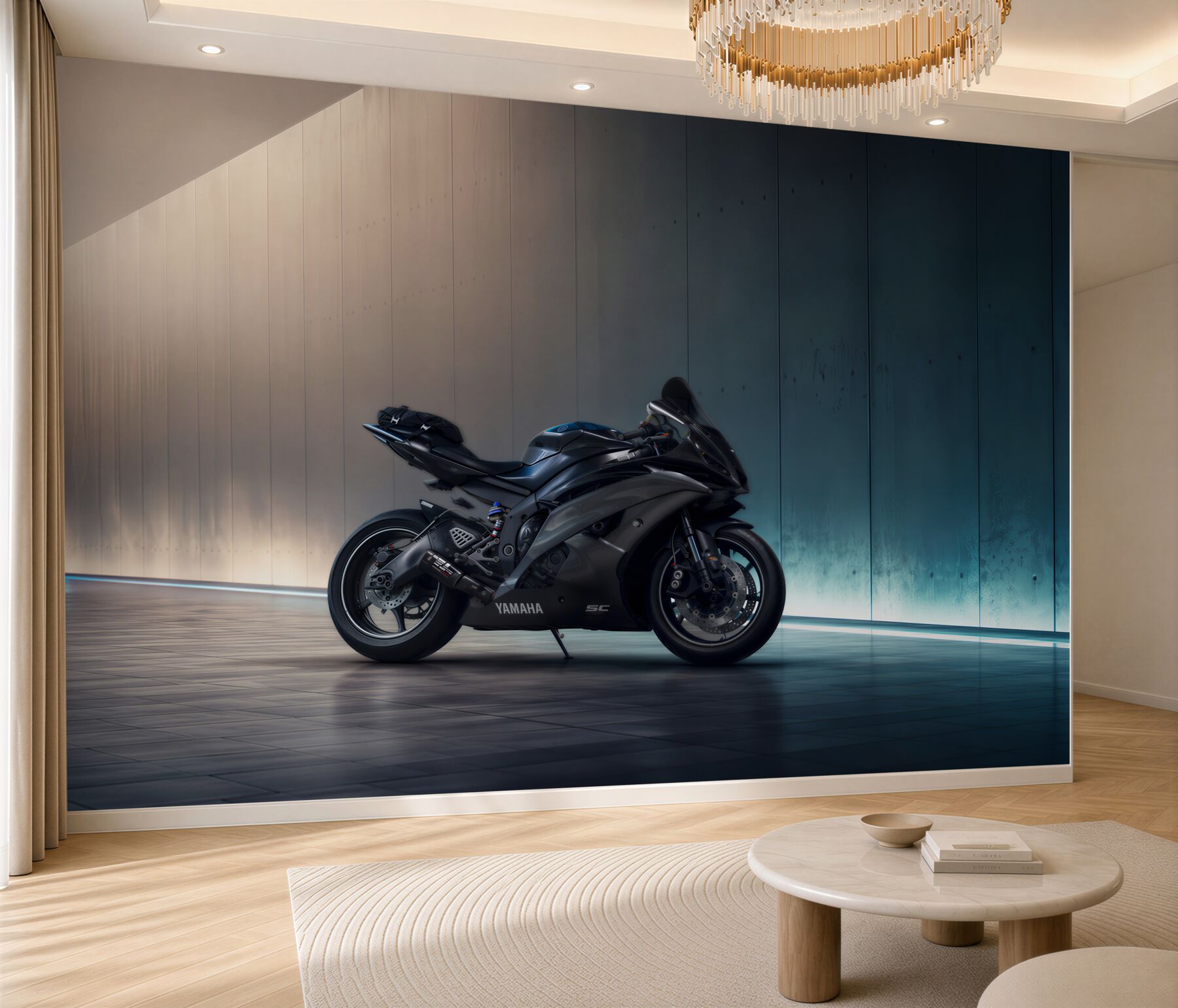 Fototapeta ciemnoniebieski zaparkowany motocykl?v23