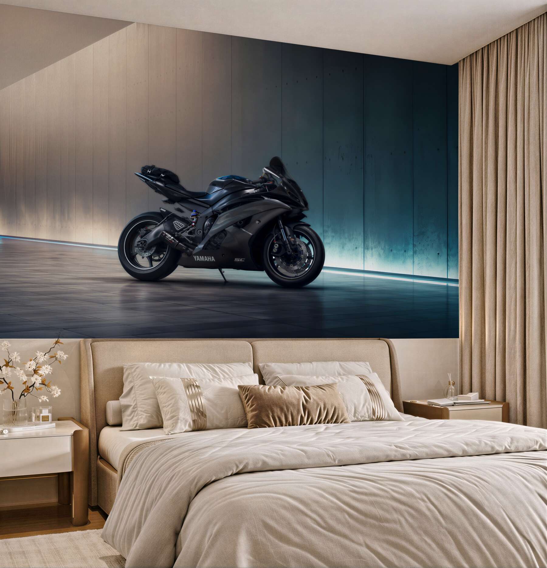 Fototapeta ciemnoniebieski zaparkowany motocykl?v23