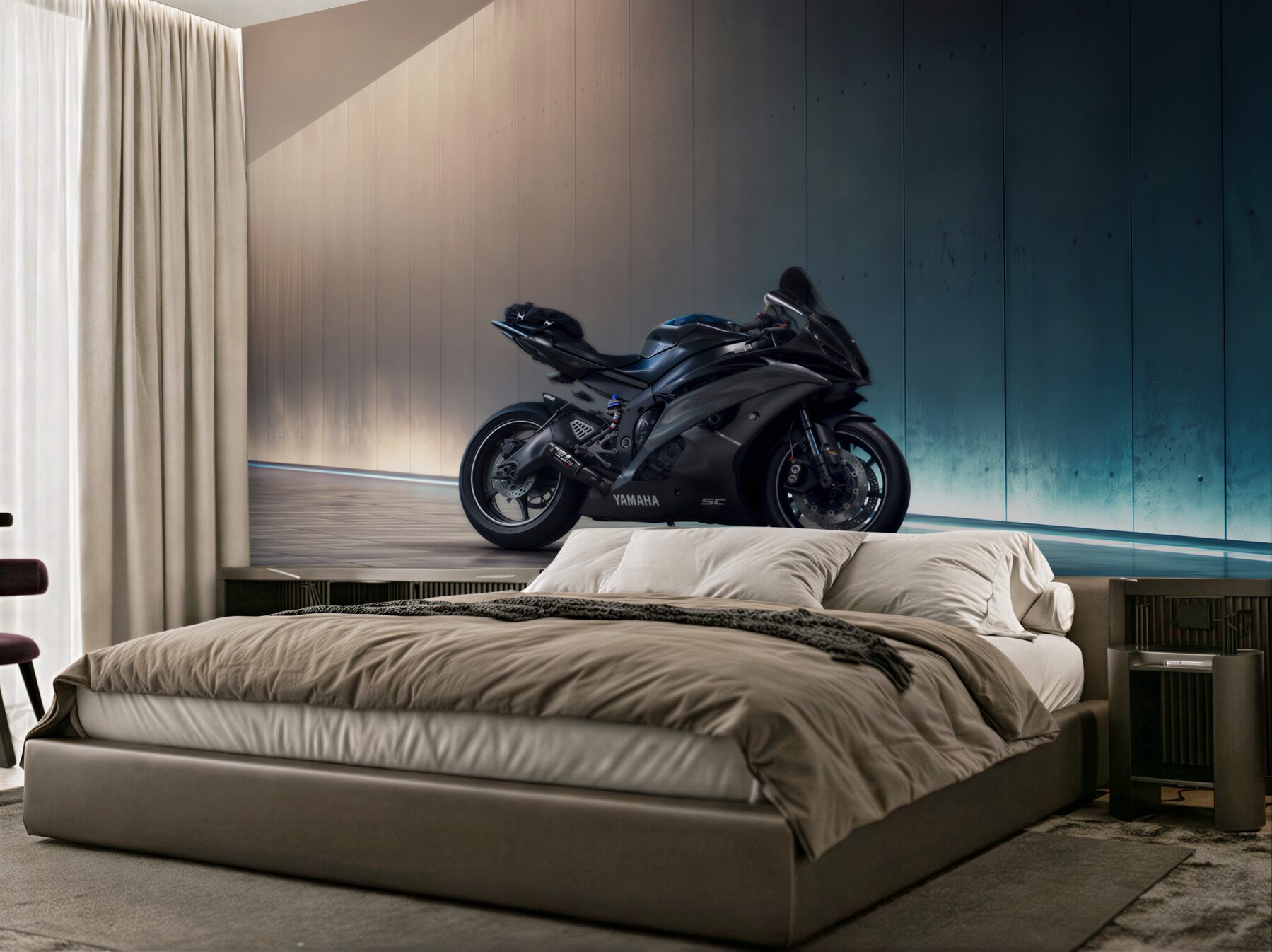 Fototapeta ciemnoniebieski zaparkowany motocykl?v23