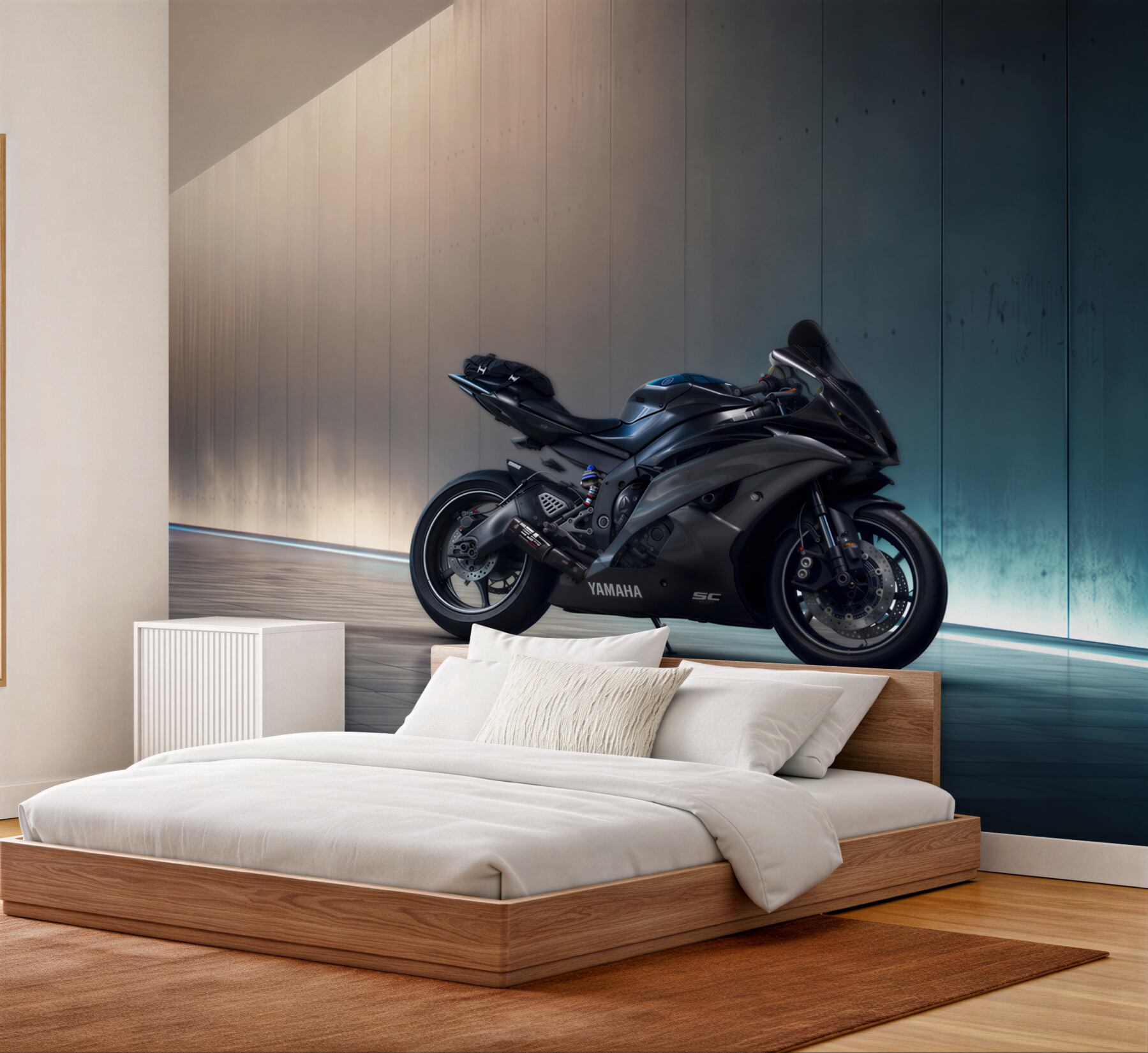 Fototapeta ciemnoniebieski zaparkowany motocykl?v23